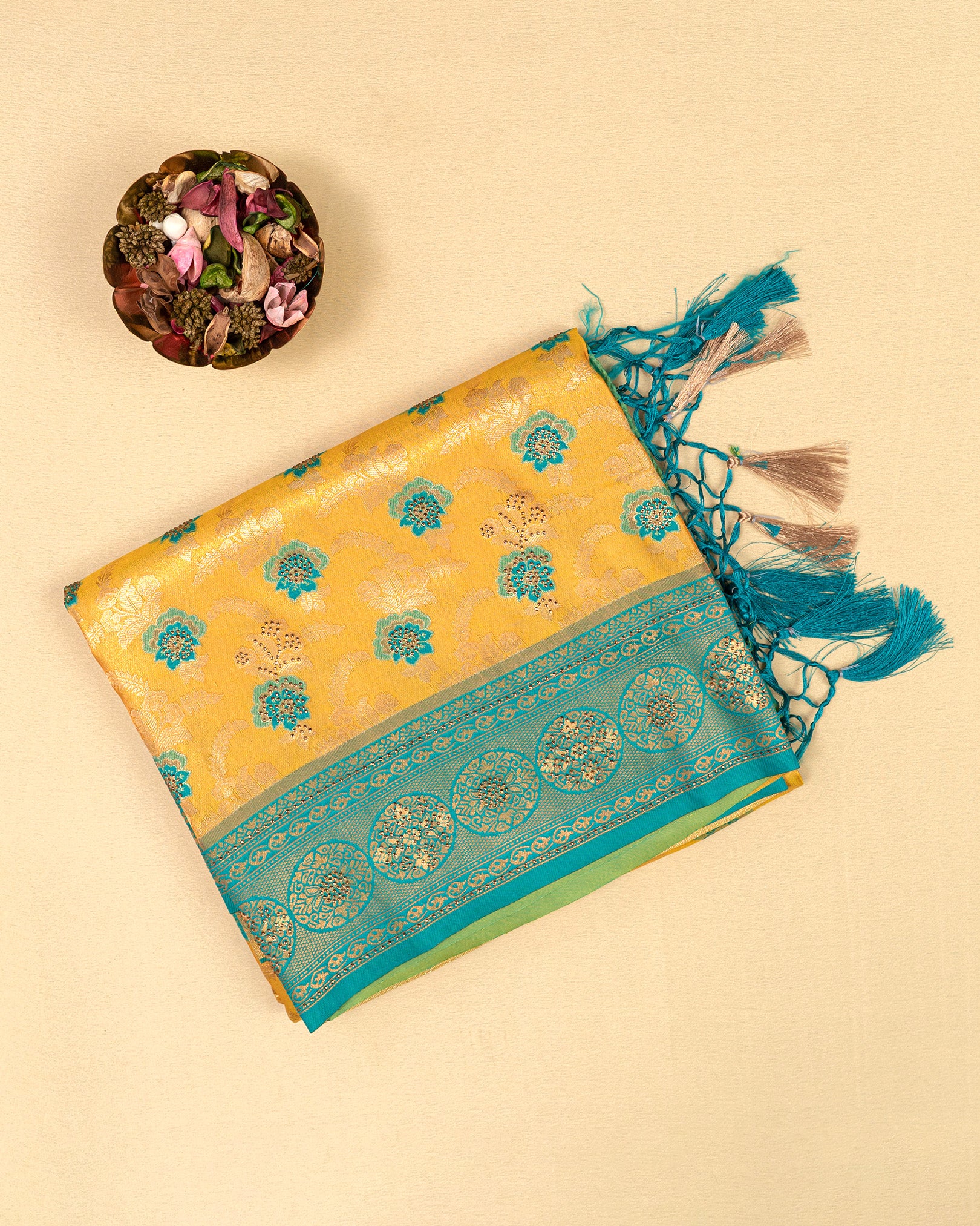 SC3257 - Tissue Meena Butta With Sarowski Work Saree