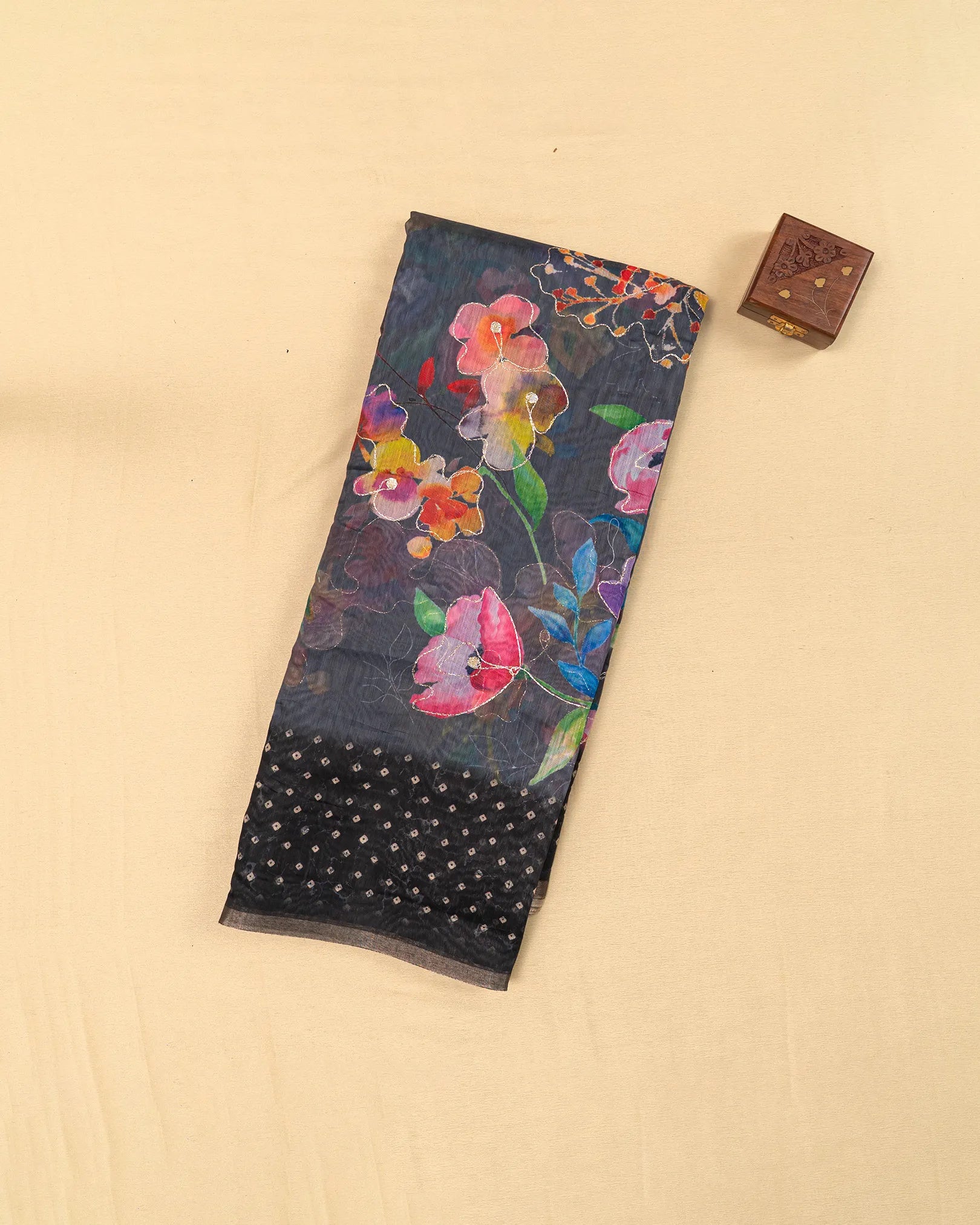 SC3417 - Cotton With Foil Print And Bandhini Border