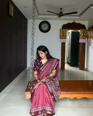 SC6719 - CHANDERI SILK SAREE WITH BANDHANI BORDER AND MIRROR WORK