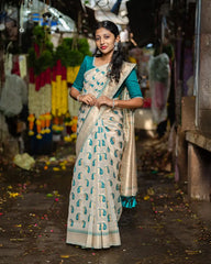 SC5285 - Tussar Cotton Saree With Copper Stone All Over Body