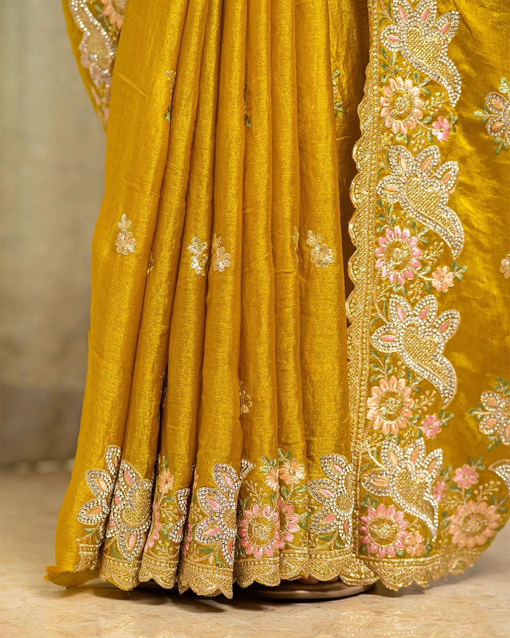 SC5849 - VISCOSE SAREE WITH FANCY EMBROIDERY STONE WORK