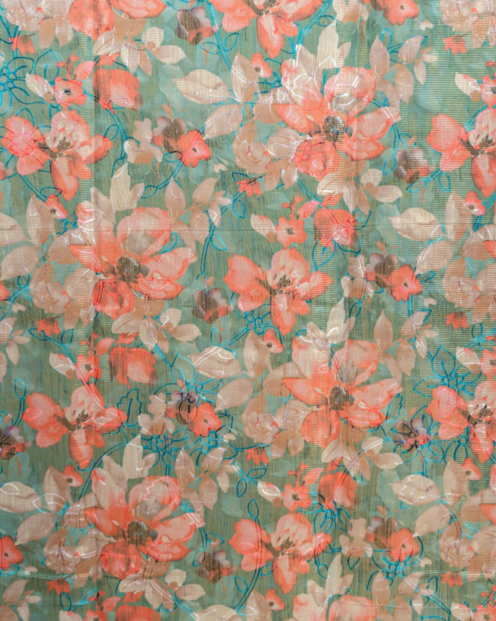SC3415 - Tissue Saree With Embroidery All Over