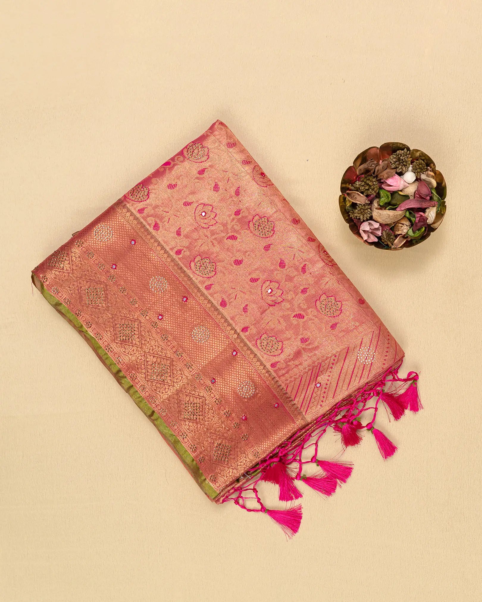 SC4361 - Tissue Saree Mirror With Stone