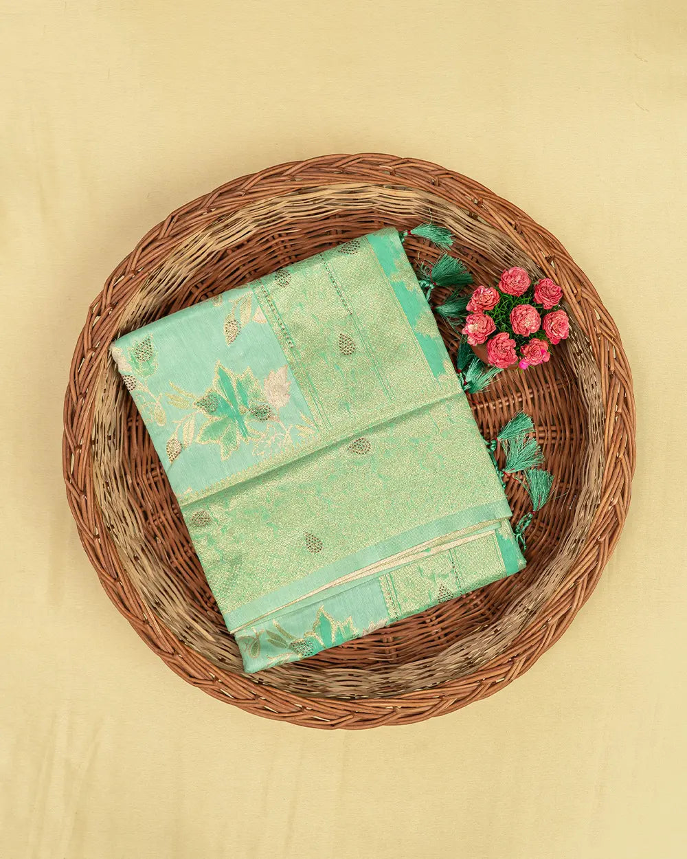 SC5285 - Tussar Cotton Saree With Copper Stone All Over Body