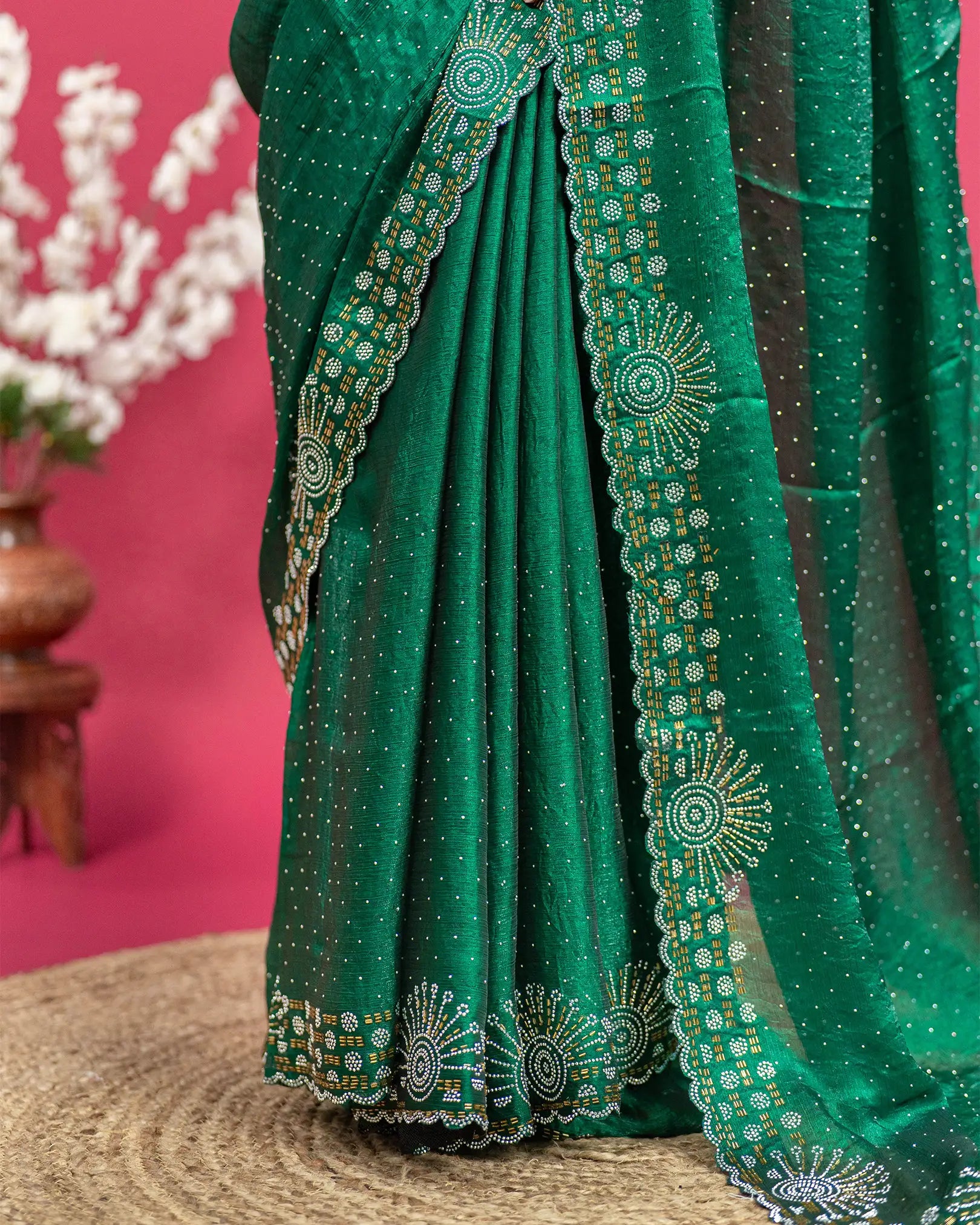 SC3822-Fendy Saree with Jarjoshi work