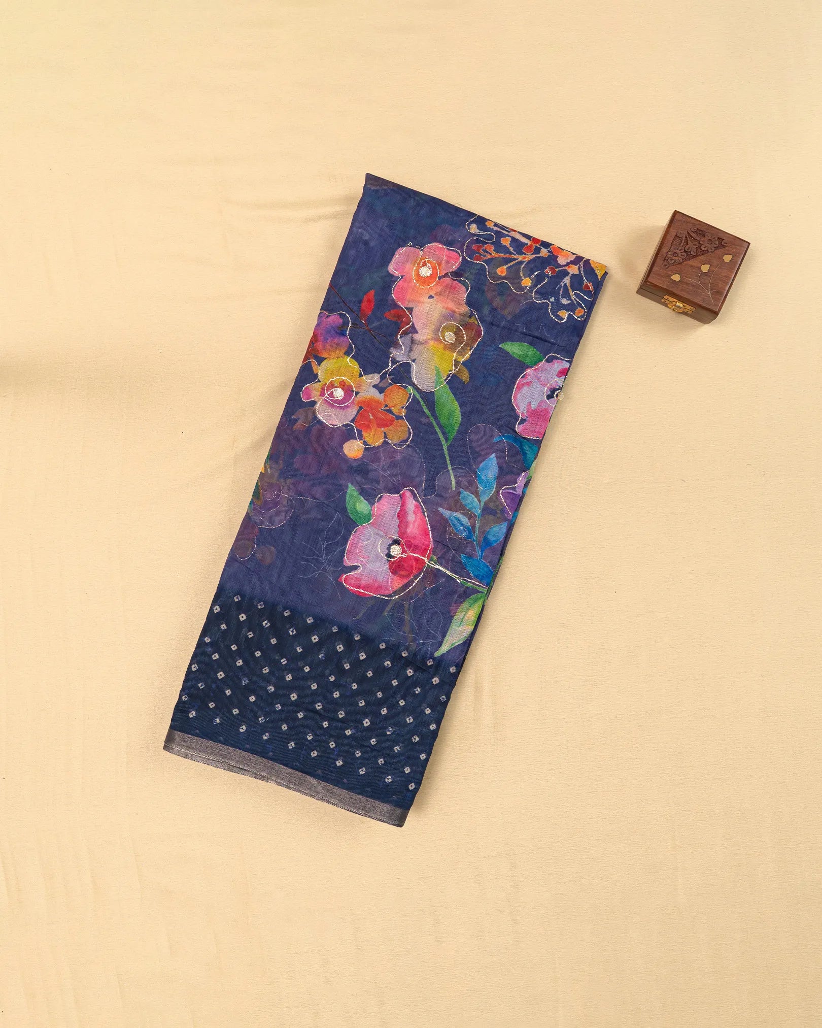 SC3417 - Cotton With Foil Print And Bandhini Border