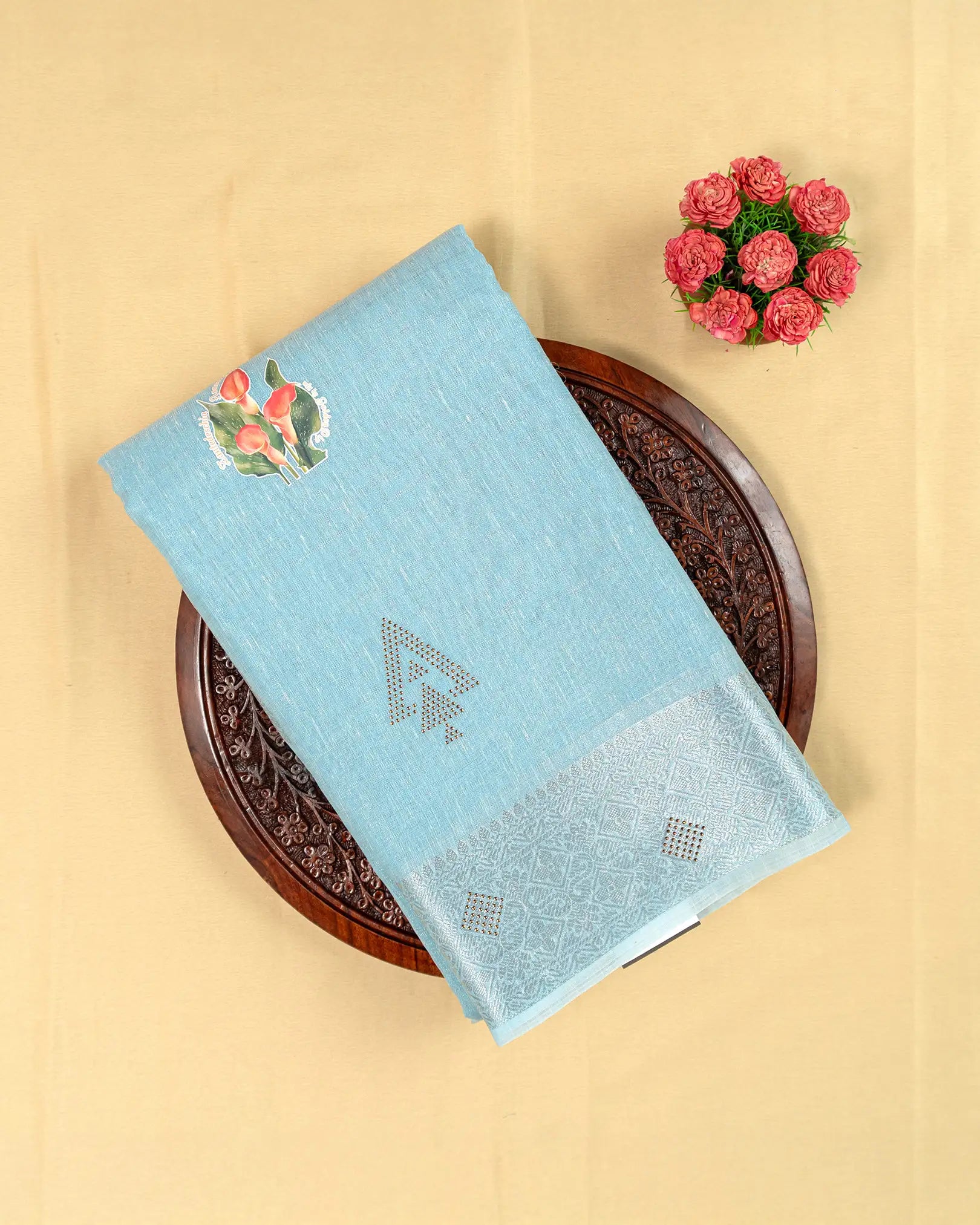 SC3139 - Linen Saree With Sticker Print