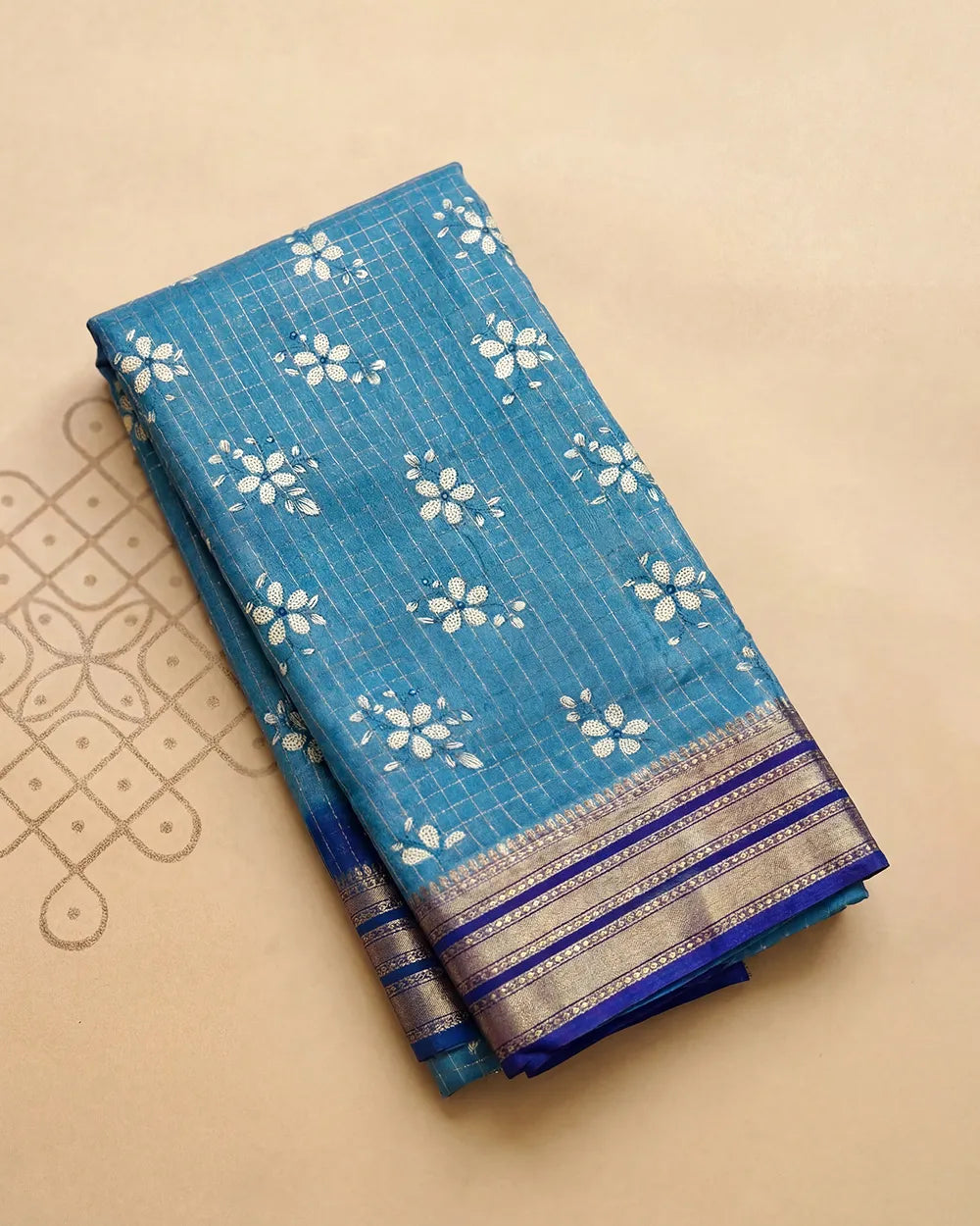 SC6007 - DOLA SILK PRINTED ZARI CHECKED