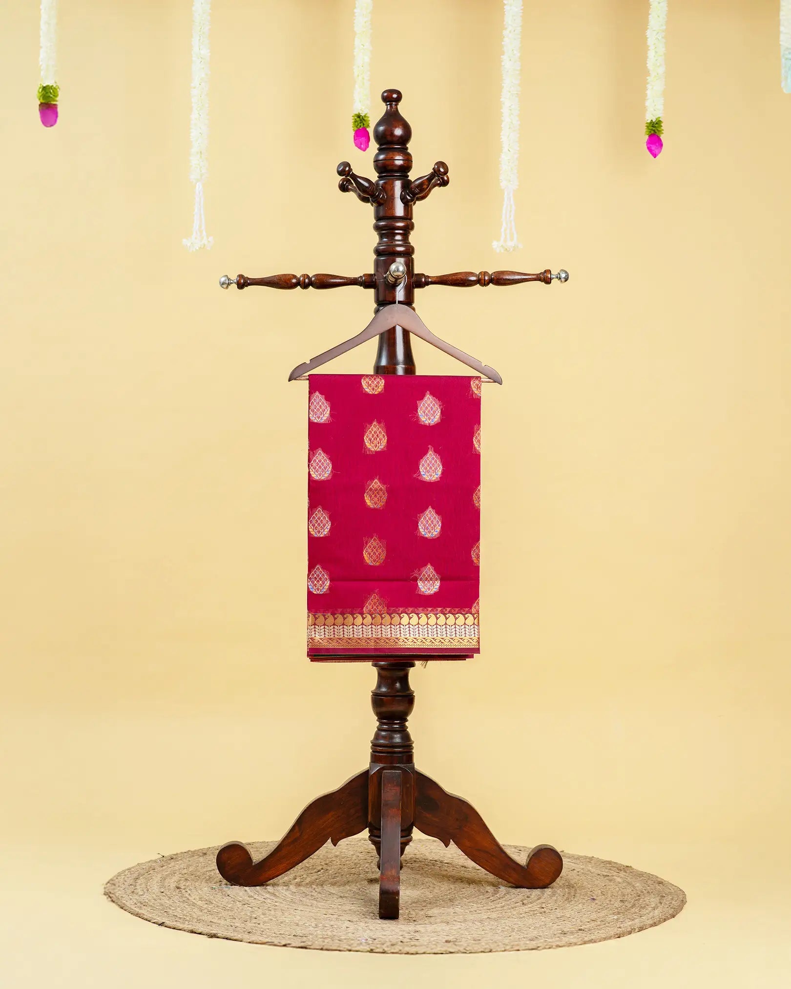 Silk Cotton Saree with Copper and Thread Work