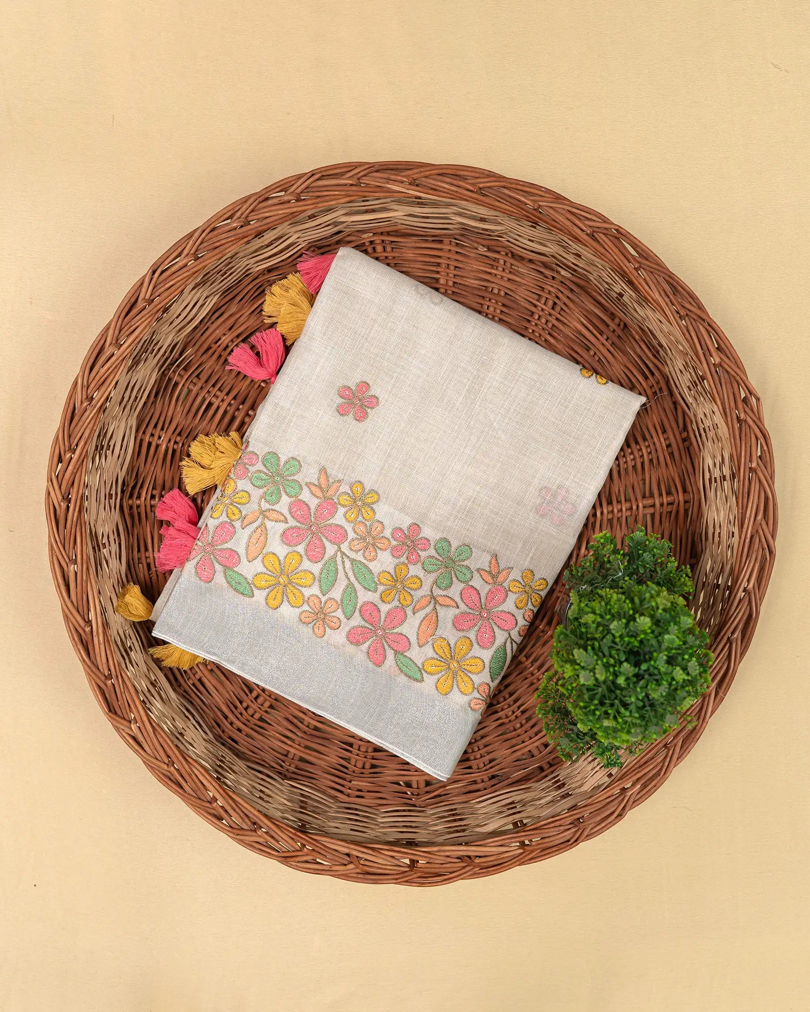 SC3296 - Linen Cotton With Border Embroidery