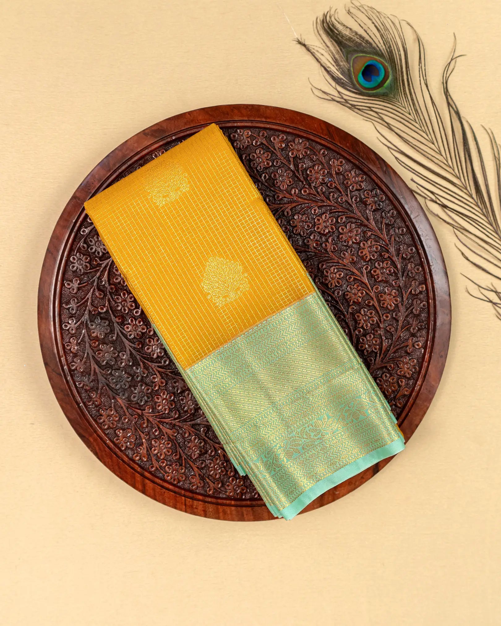 SC3471 - Silk Saree With Checked Gold Butta