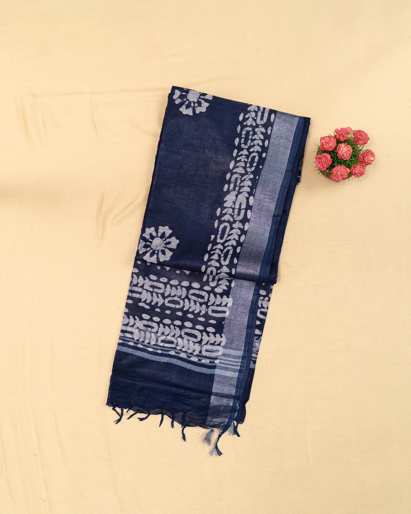 SC3875 - Raw Silk With Bandhini Print