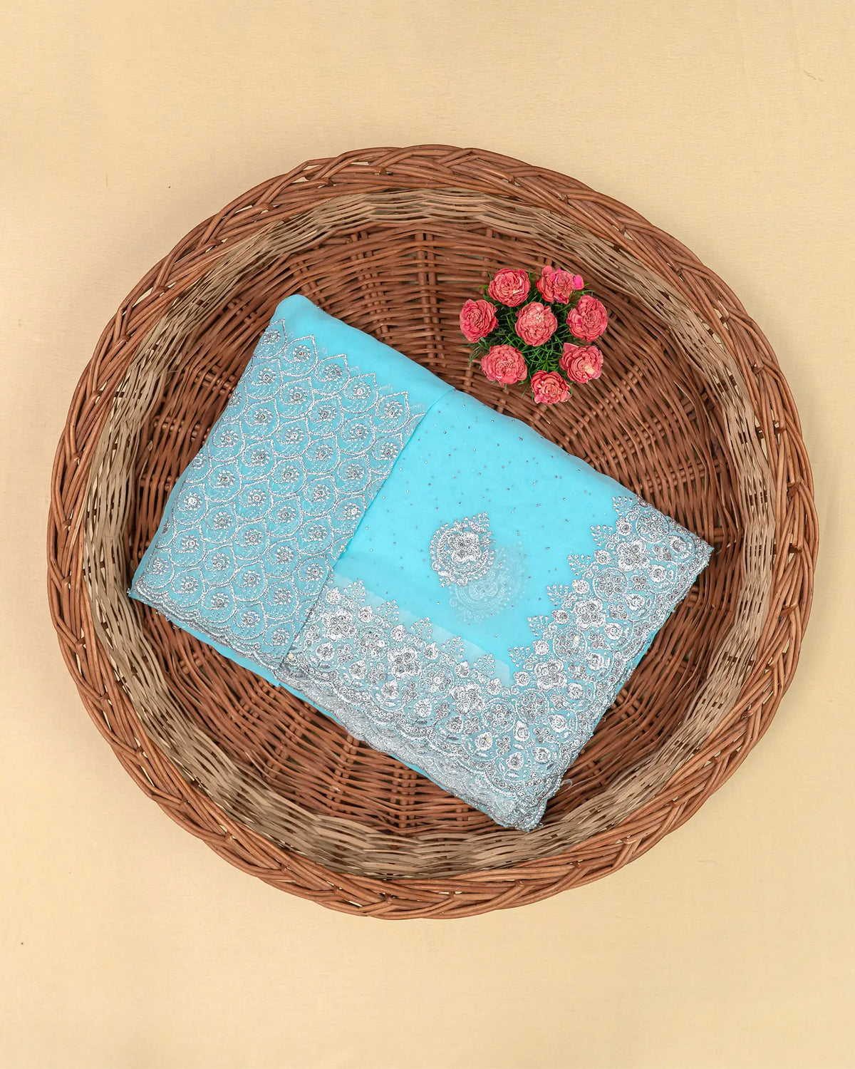 SC3997 - Georgette With Silver Embroidery And Sparkling Stone