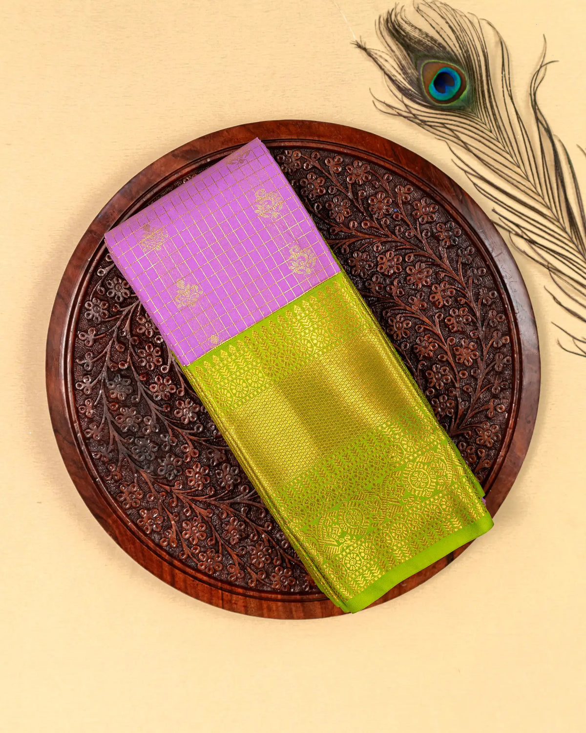 SC3471 - Silk Saree With Checked Gold Butta