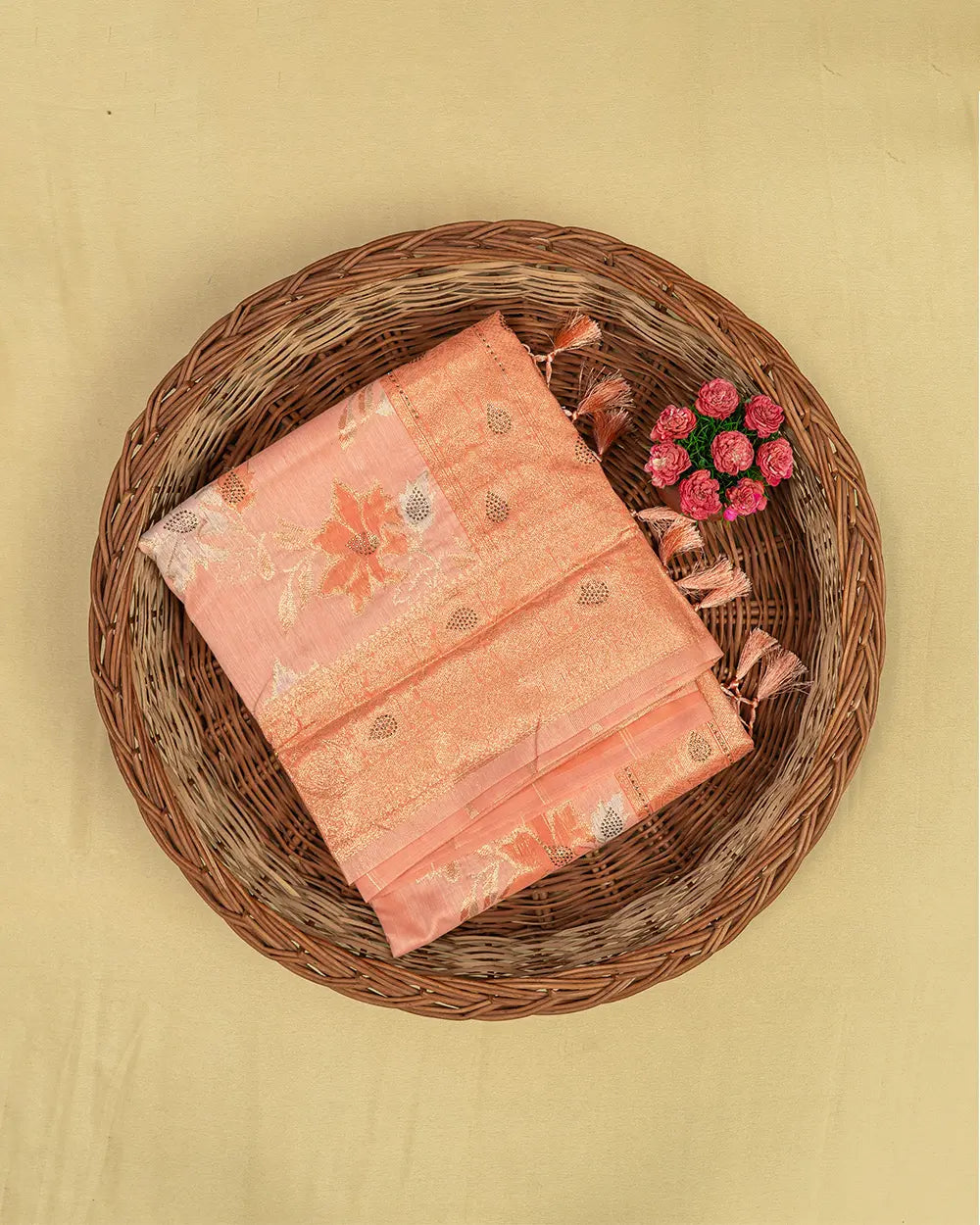 SC5285 - Tussar Cotton Saree With Copper Stone All Over Body