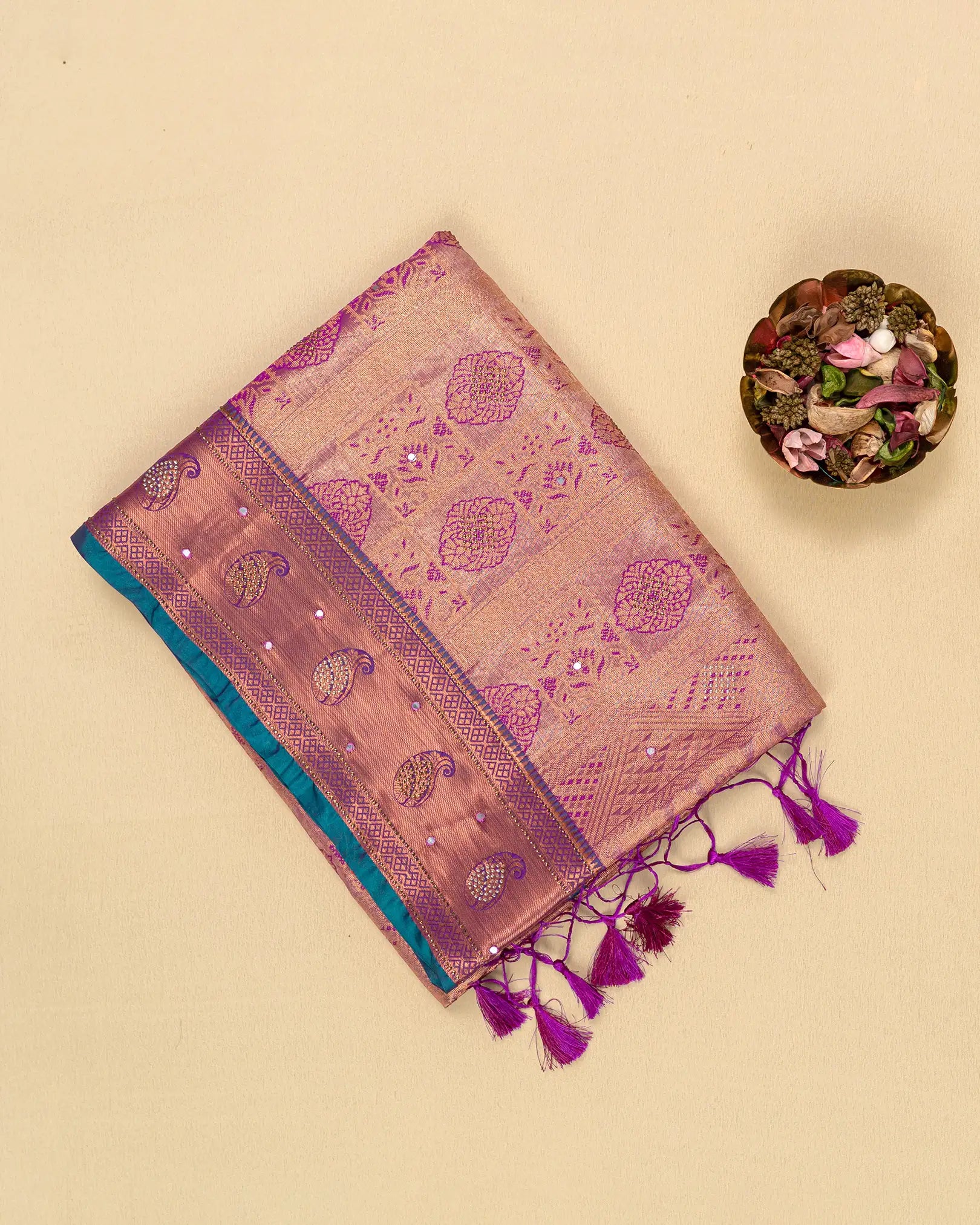 SC4361 - Tissue Saree Mirror With Stone