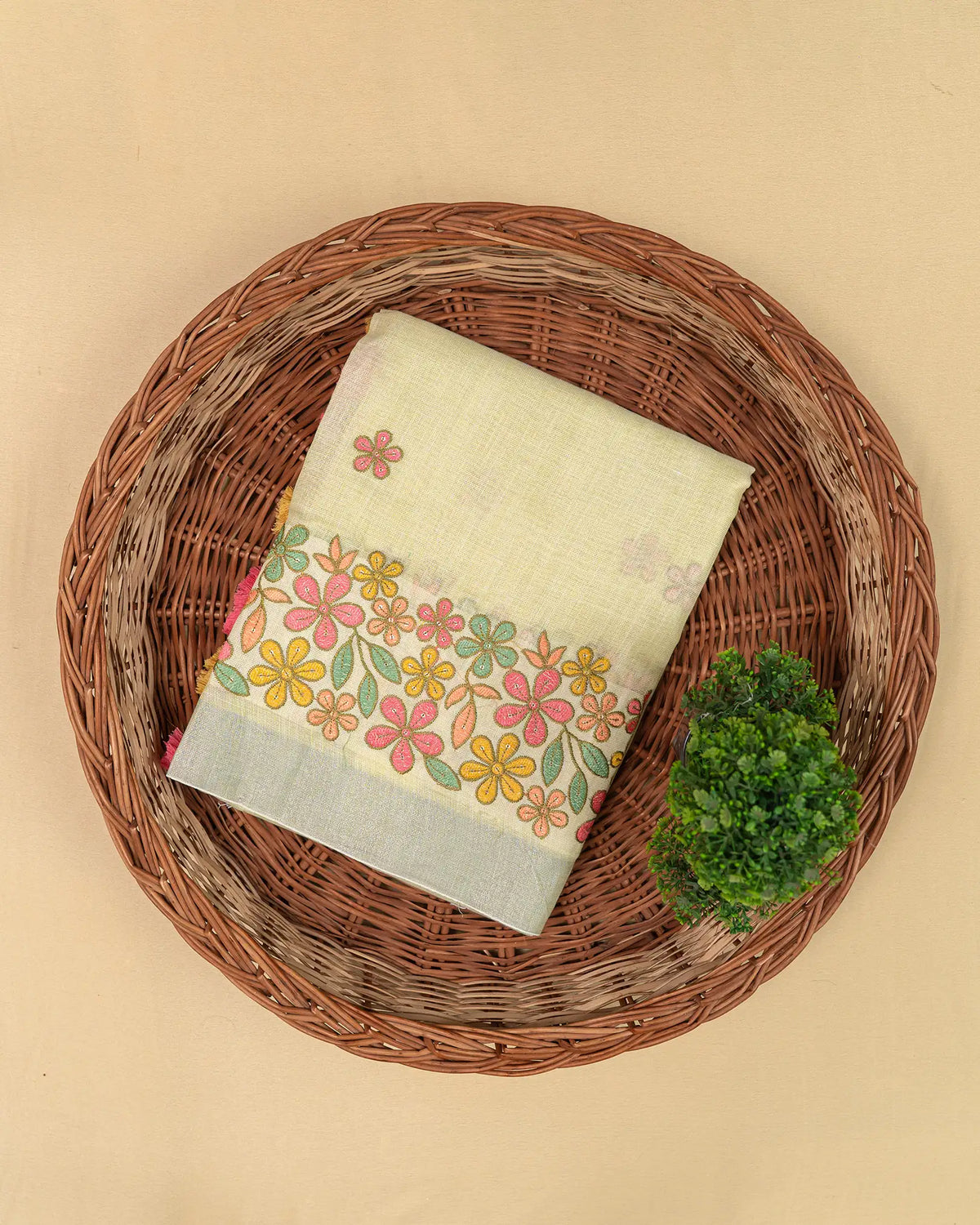 SC3296 - Linen Cotton With Border Embroidery