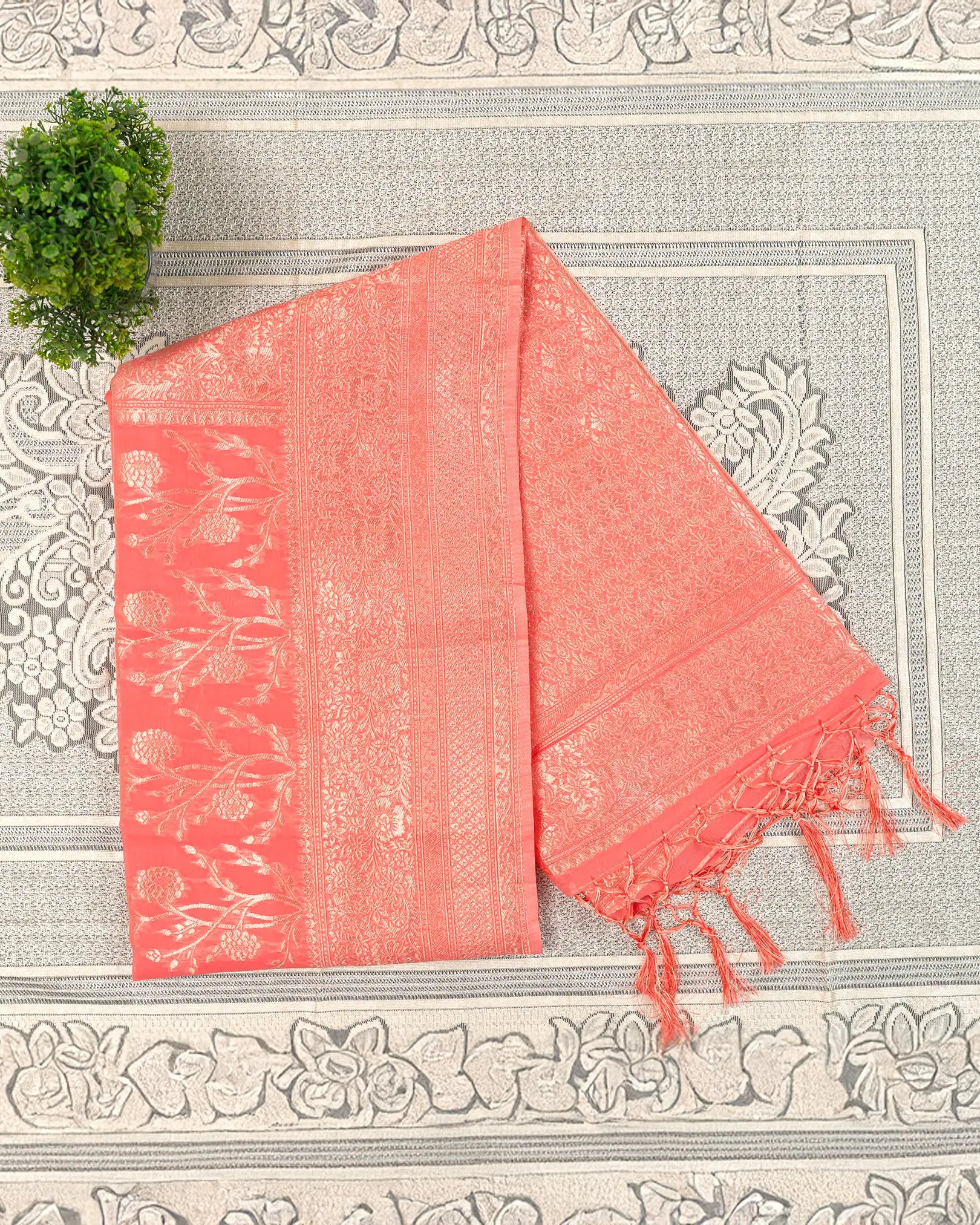 SC3901 - Linen Saree Copper Butta
