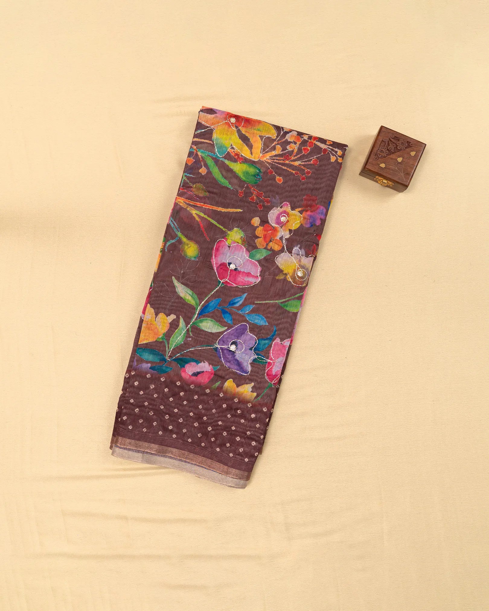 SC3417 - Cotton With Foil Print And Bandhini Border