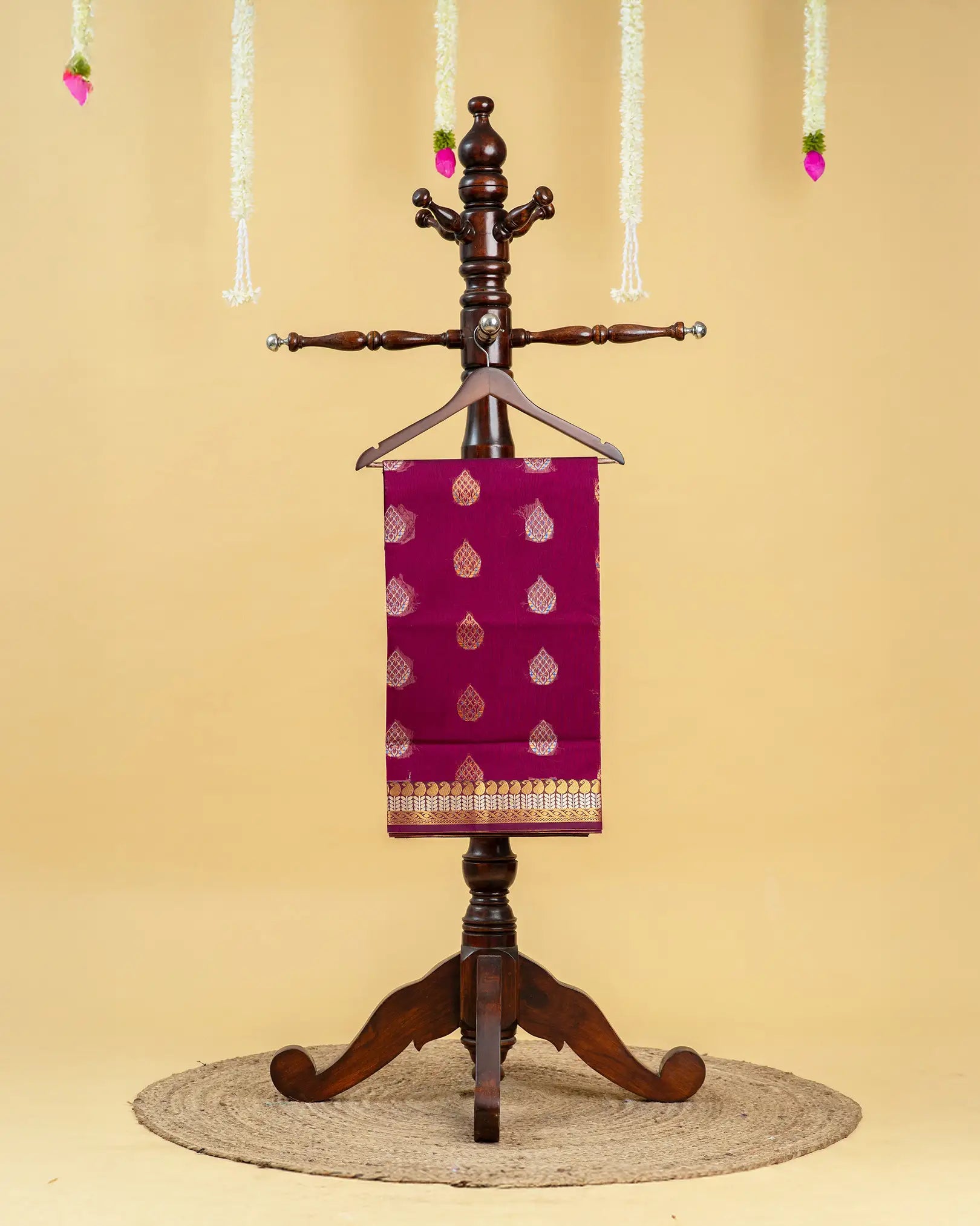 Silk Cotton Saree with Copper and Thread Work