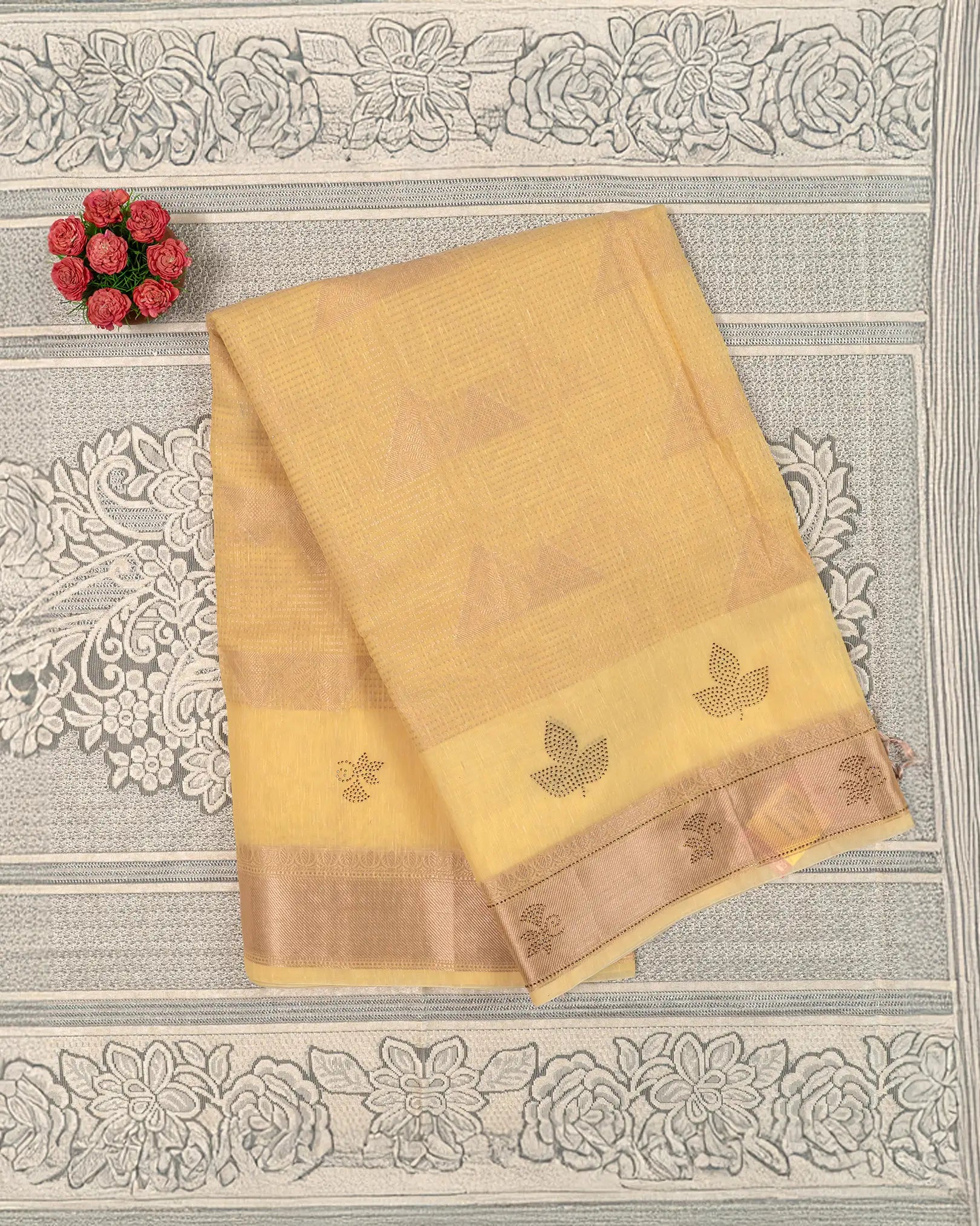 SC4061 -Linen Saree with Gold Zari