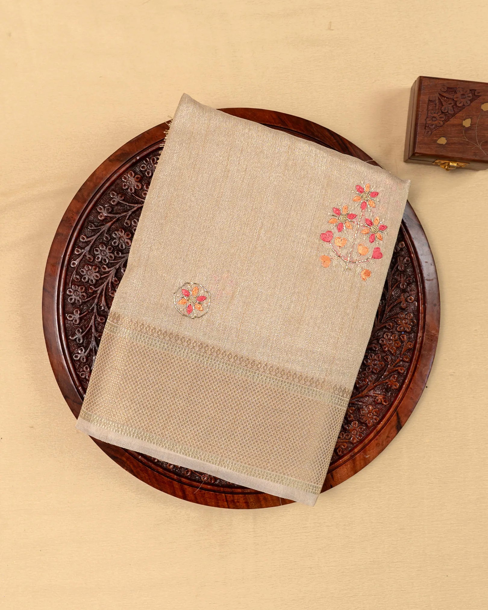 SC3121 - Tissue Embroidery Saree With Jarjoshi Work