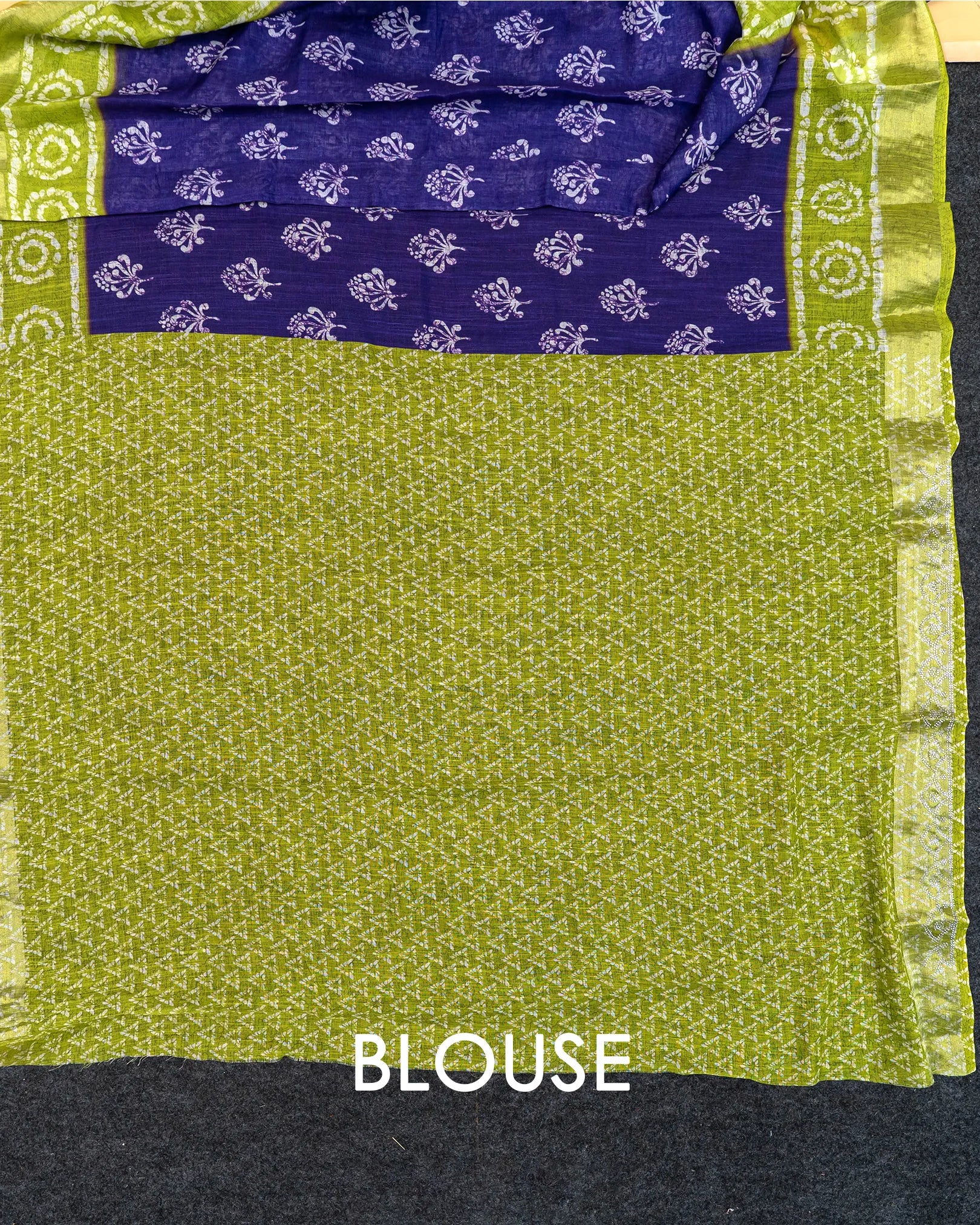 SC4350 - Linen With Bandhini Print And Border Stone