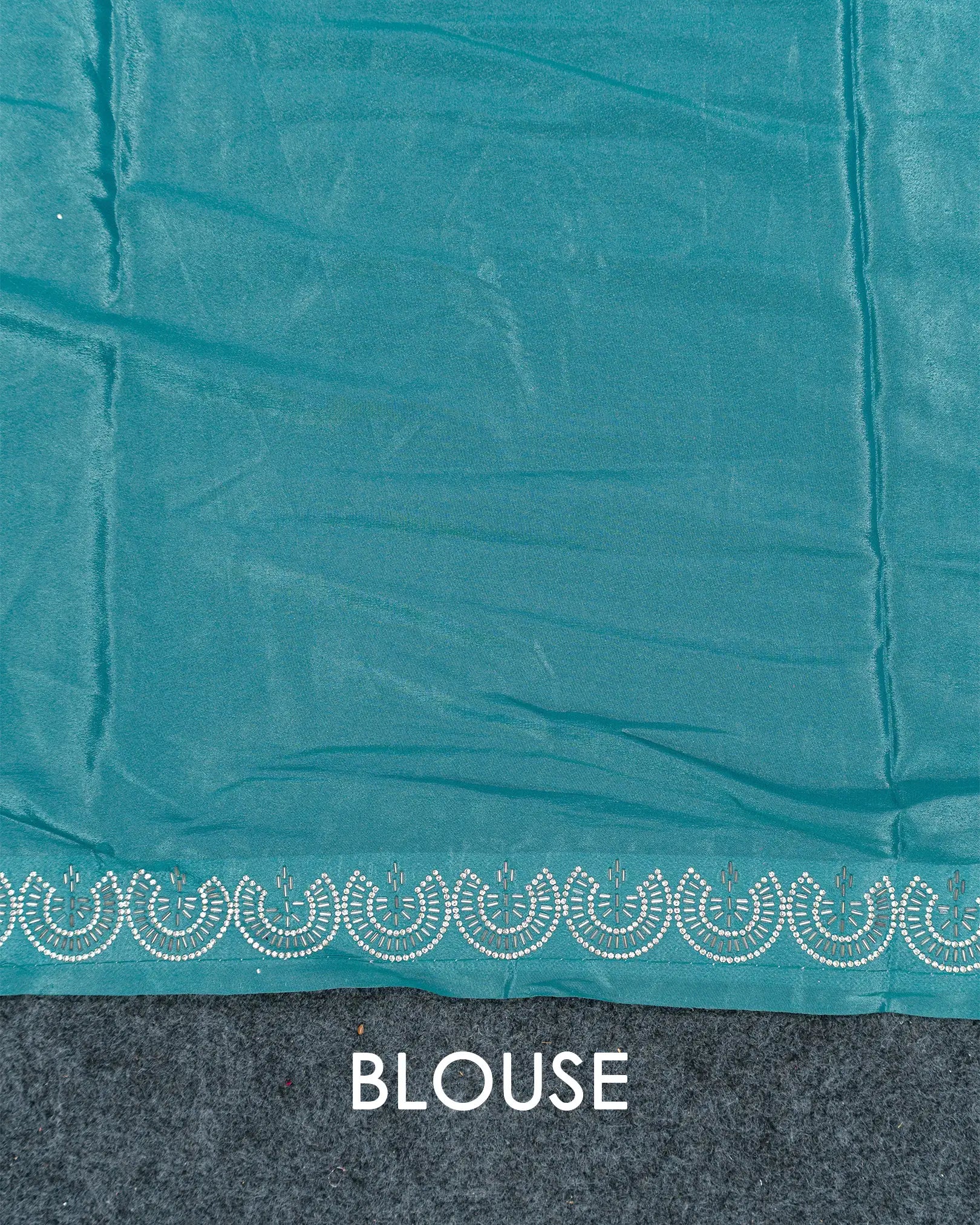 SC3452 - Fendy satin with silver stone and jarjoshi work along border