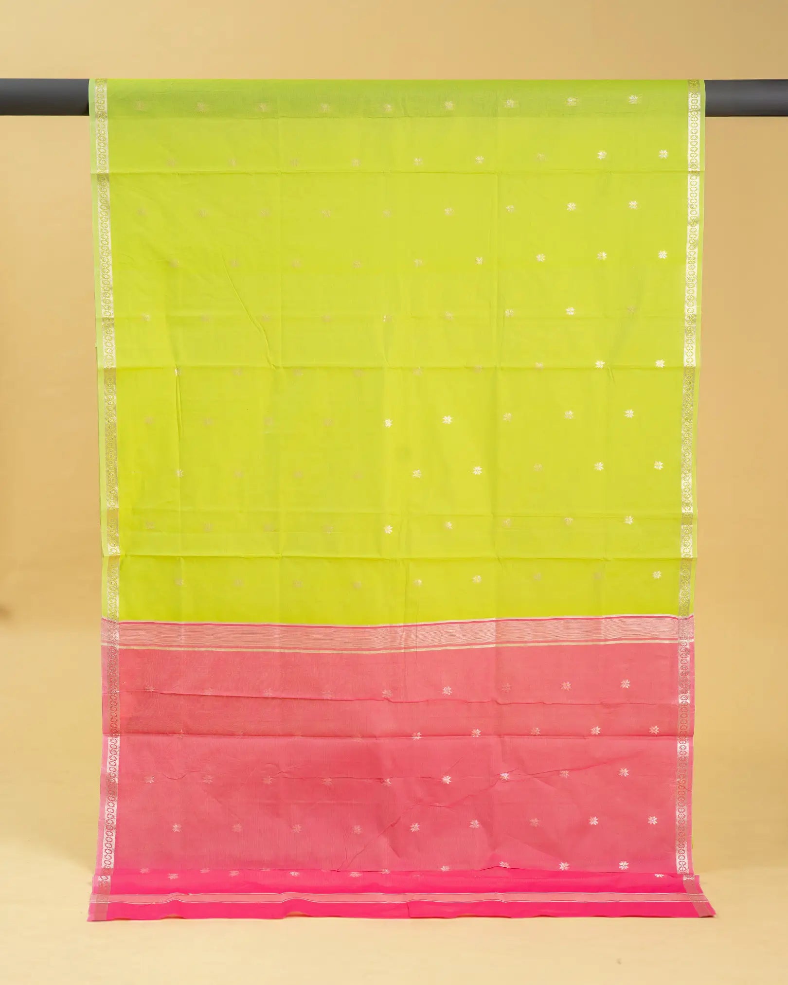 Silk Cotton Saree with Gold Border Work