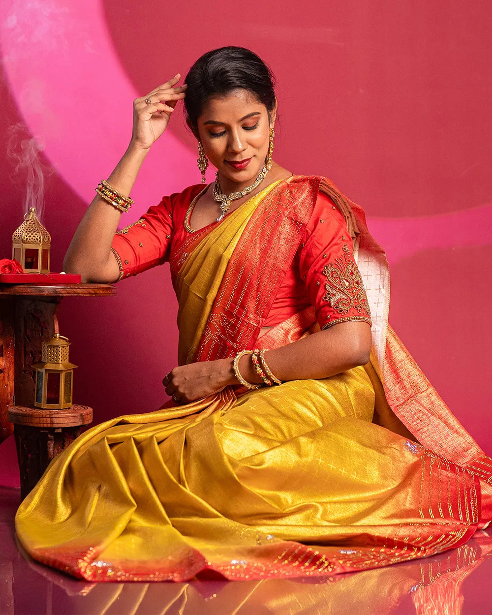 SC6623 - SATIN MULTI STONE SAREE