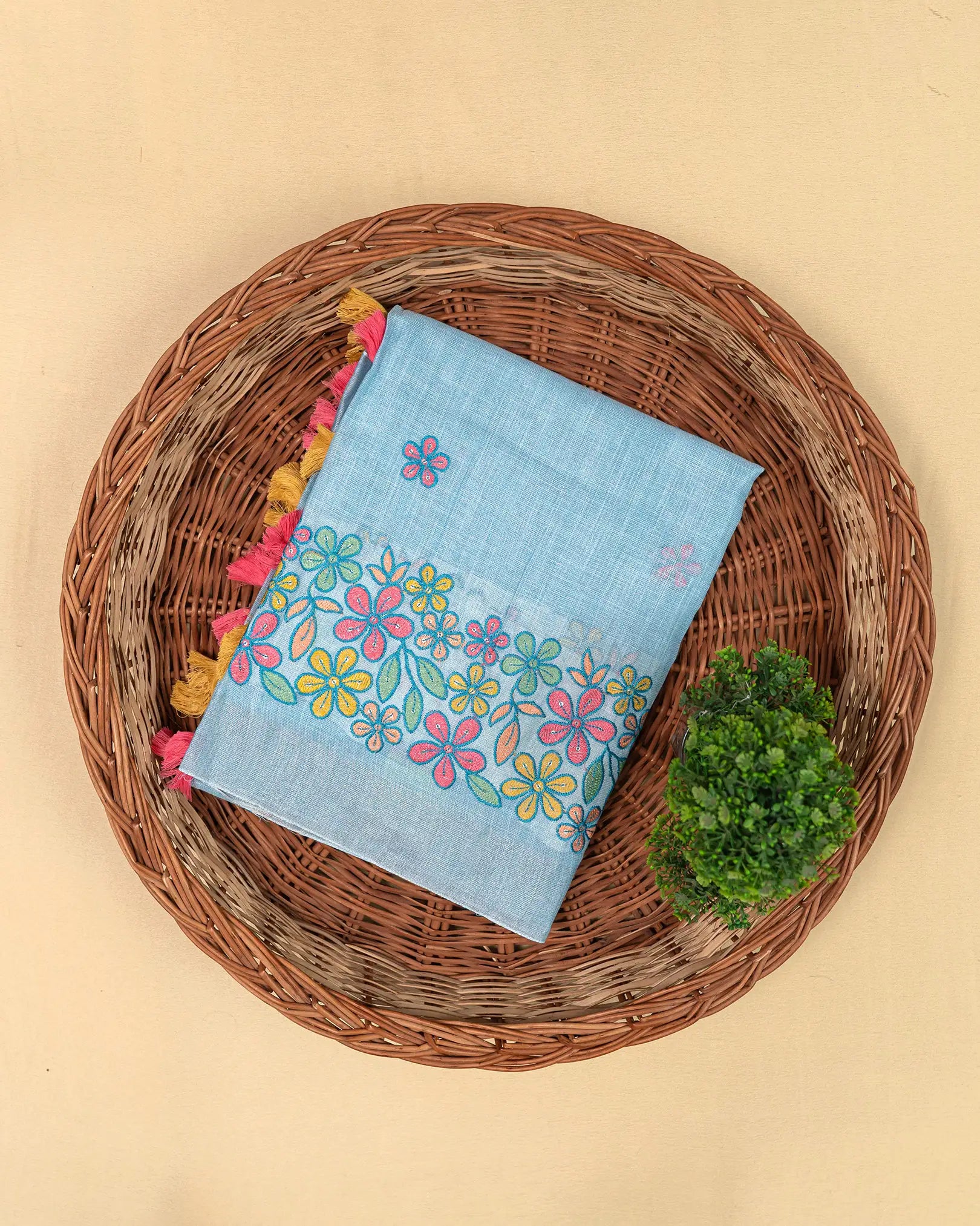 SC3296 - Linen Cotton With Border Embroidery