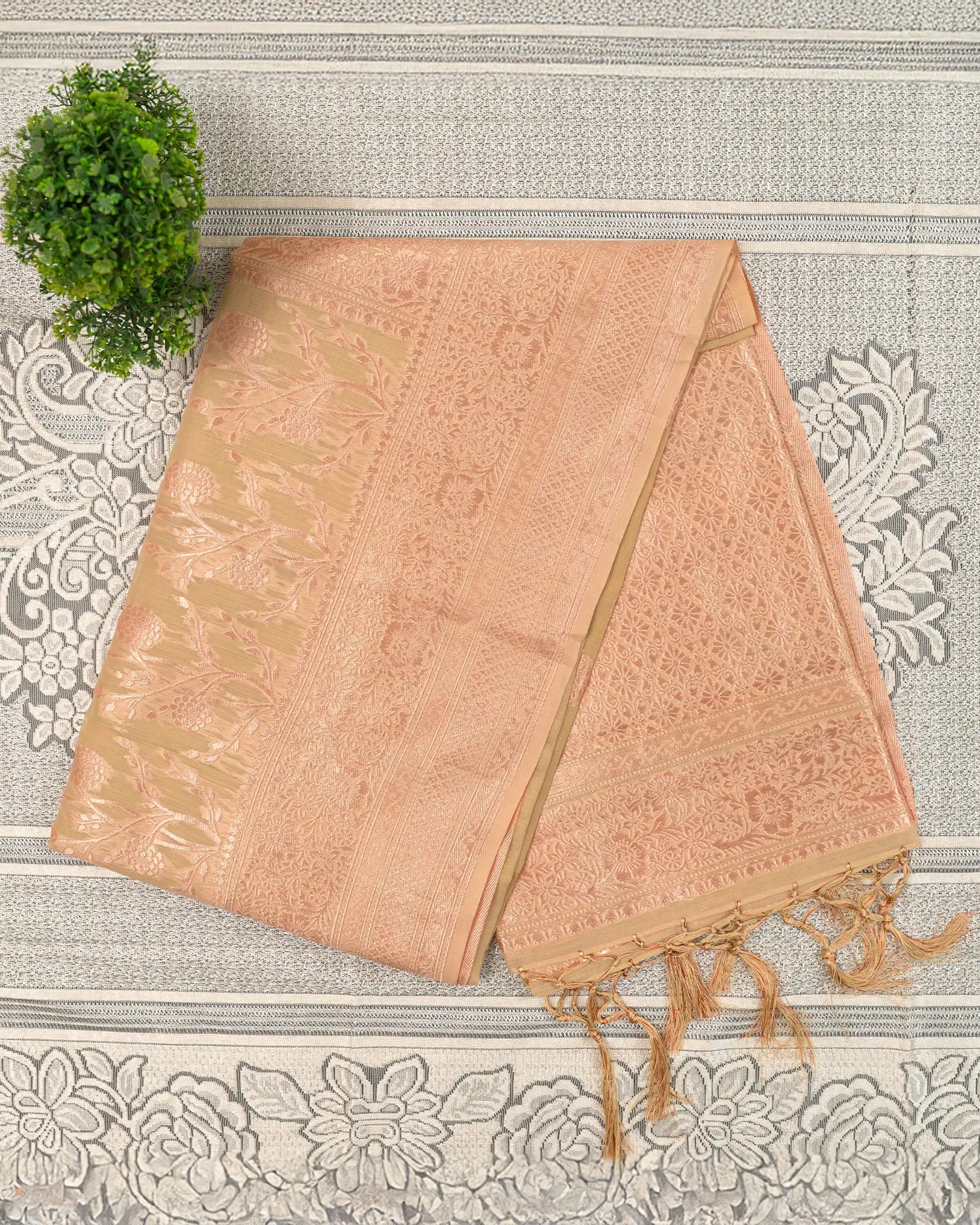 SC3901 - Linen Saree Copper Butta