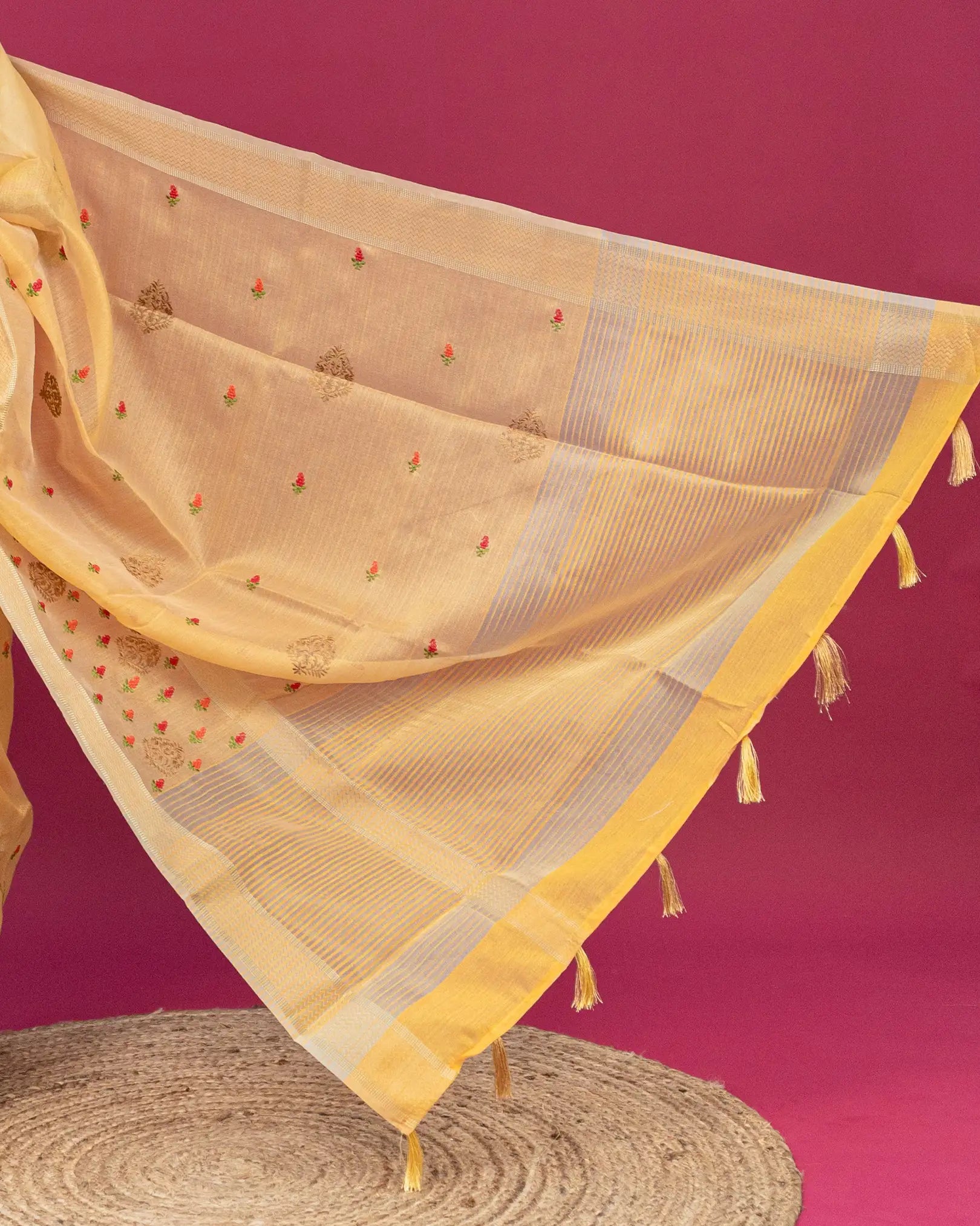 SC3119 - Linen Embroidery Saree with Meena Work