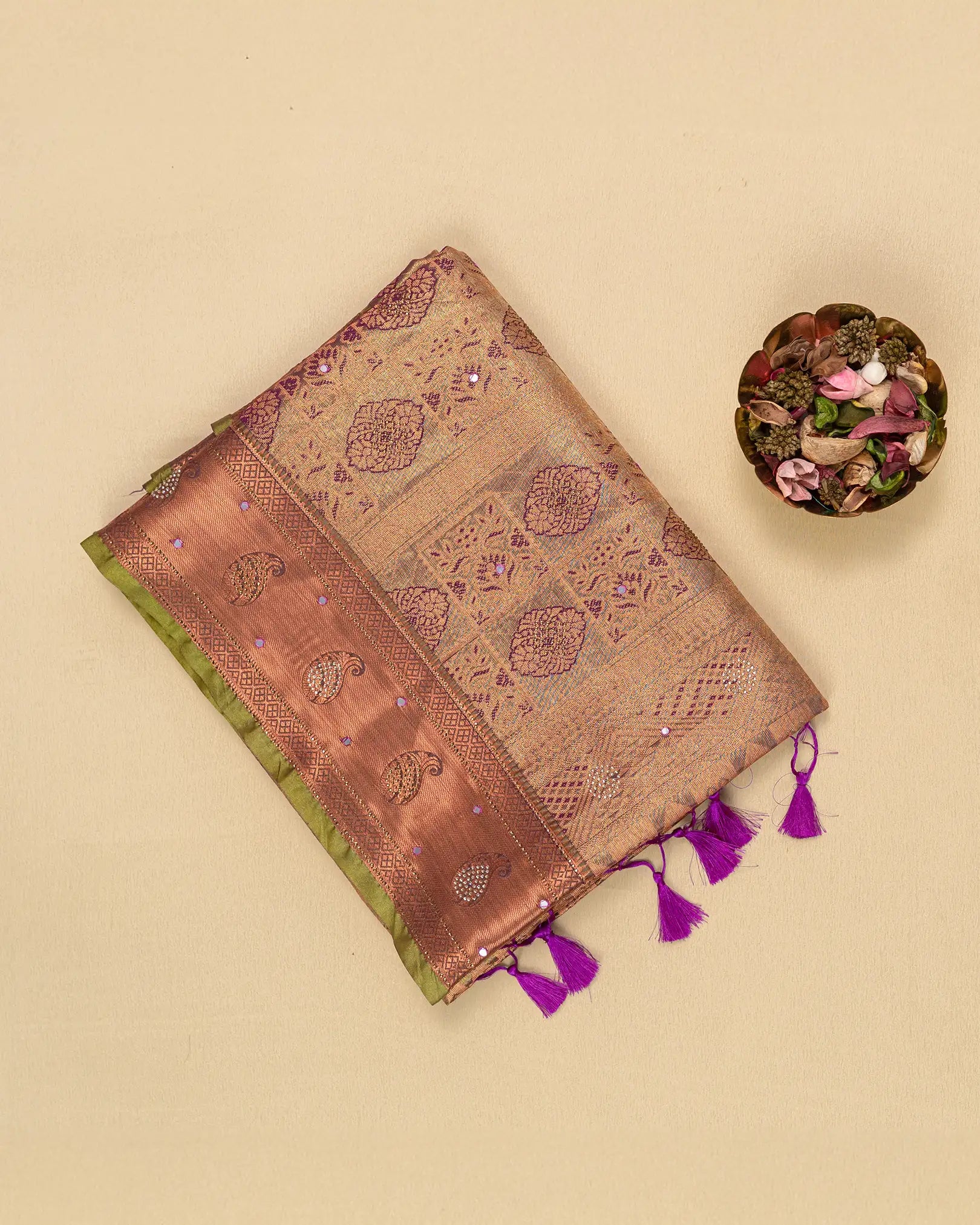 SC4361 - Tissue Saree Mirror With Stone