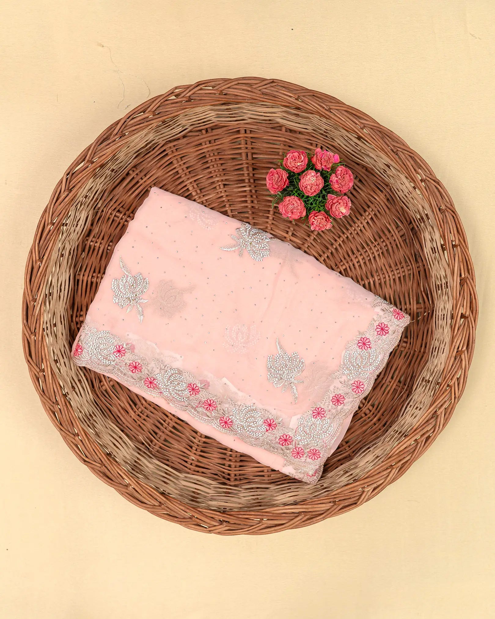 SC3994 - Georgette With Embroidery And Handwork Stone