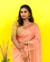 SC6168 - LINEN SAREE ZARKI CHECKED