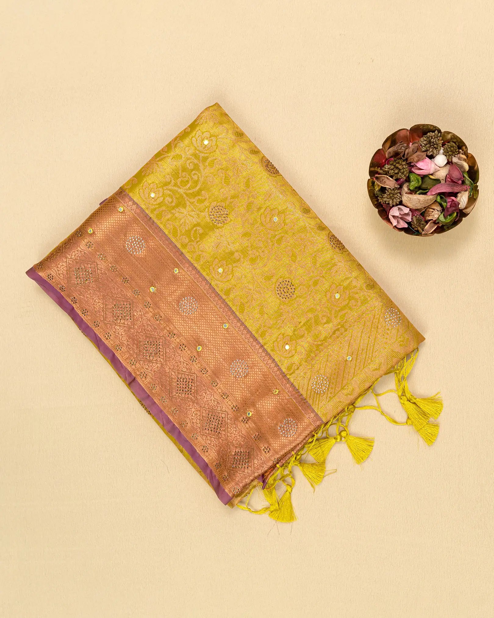 SC4361 - Tissue Saree Mirror With Stone