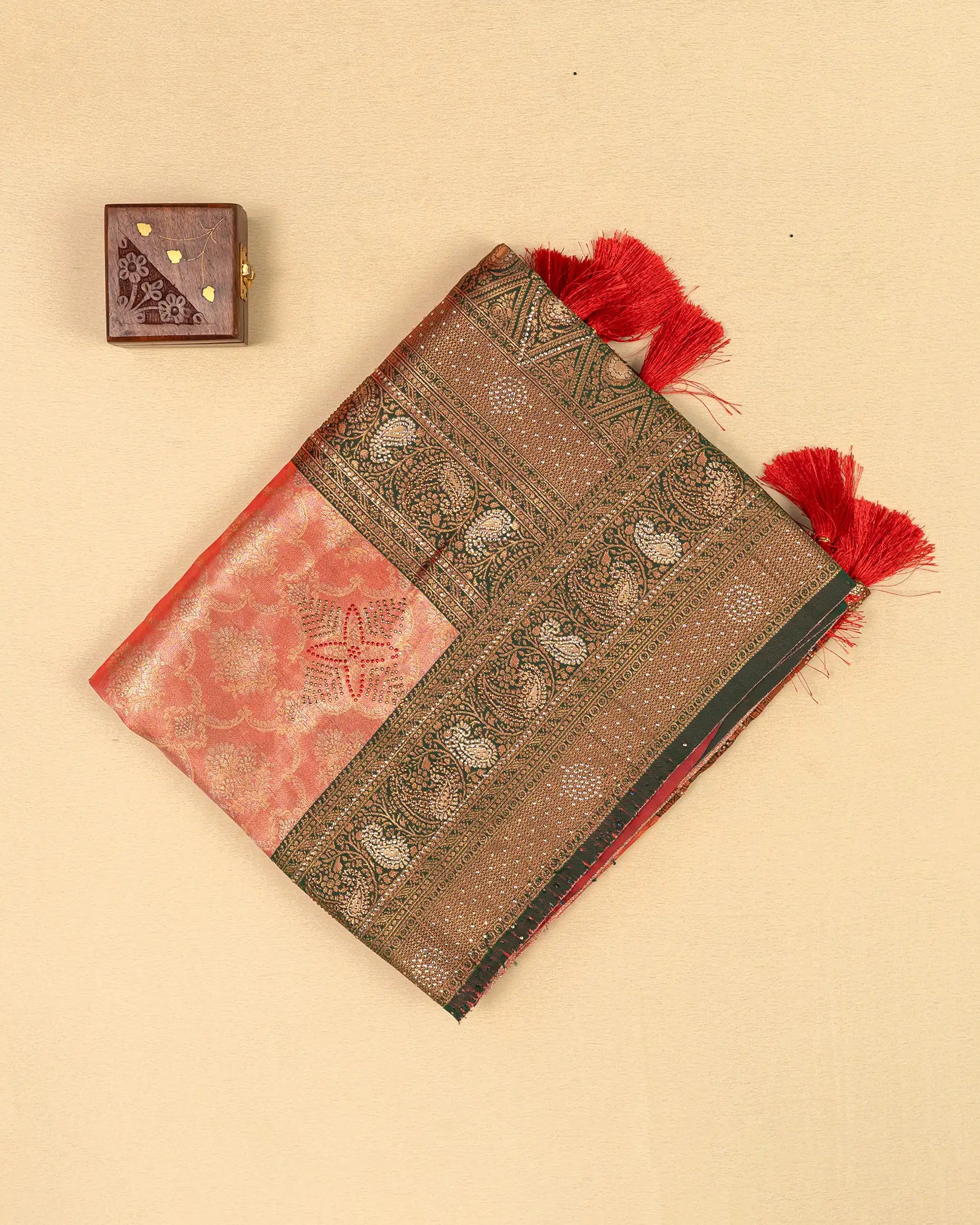 SC3582 - Tissue Saree With Premium Multi Colour Stone