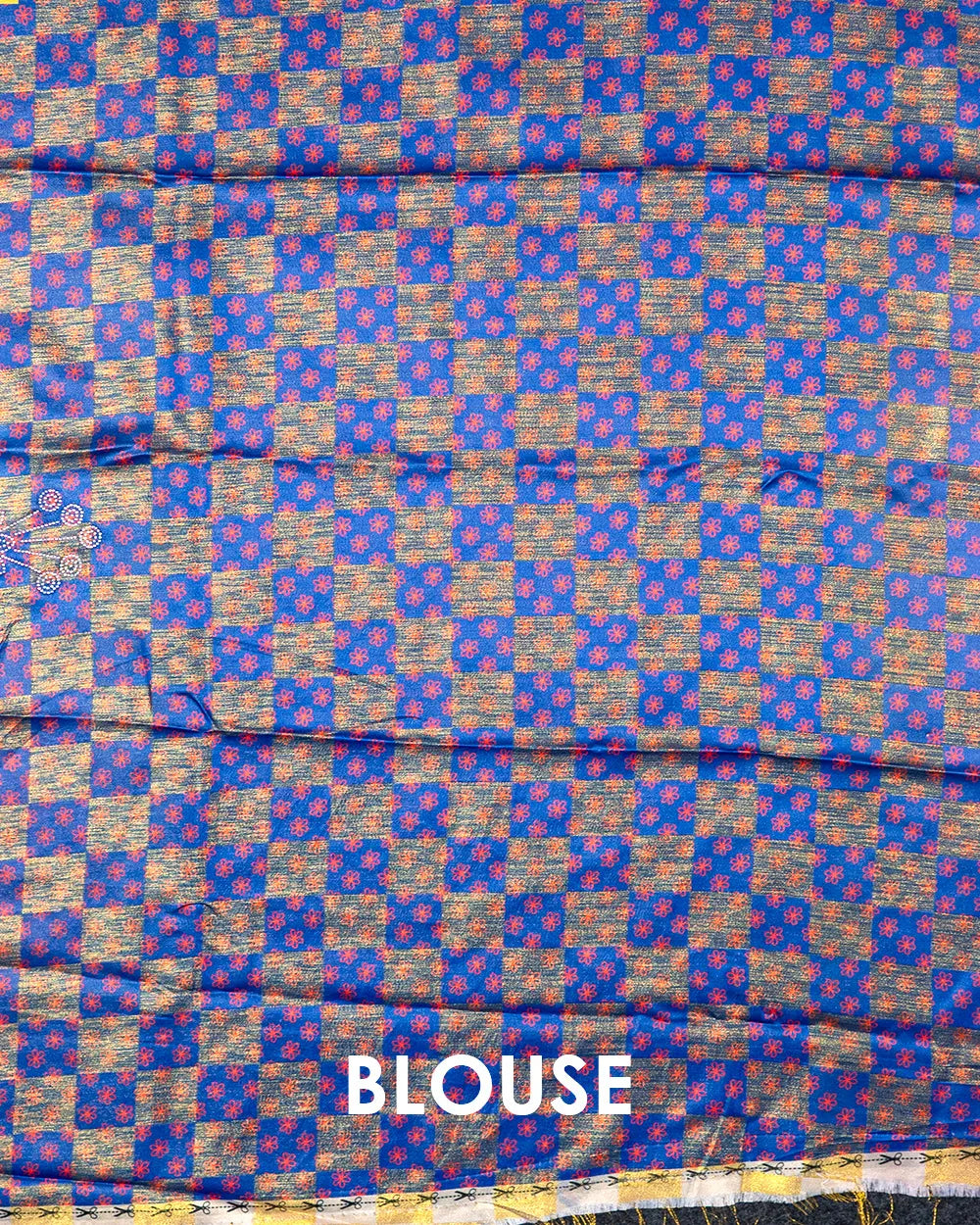 SC6624 - SATIN MULTI STONE ZARI CHECKED SAREE