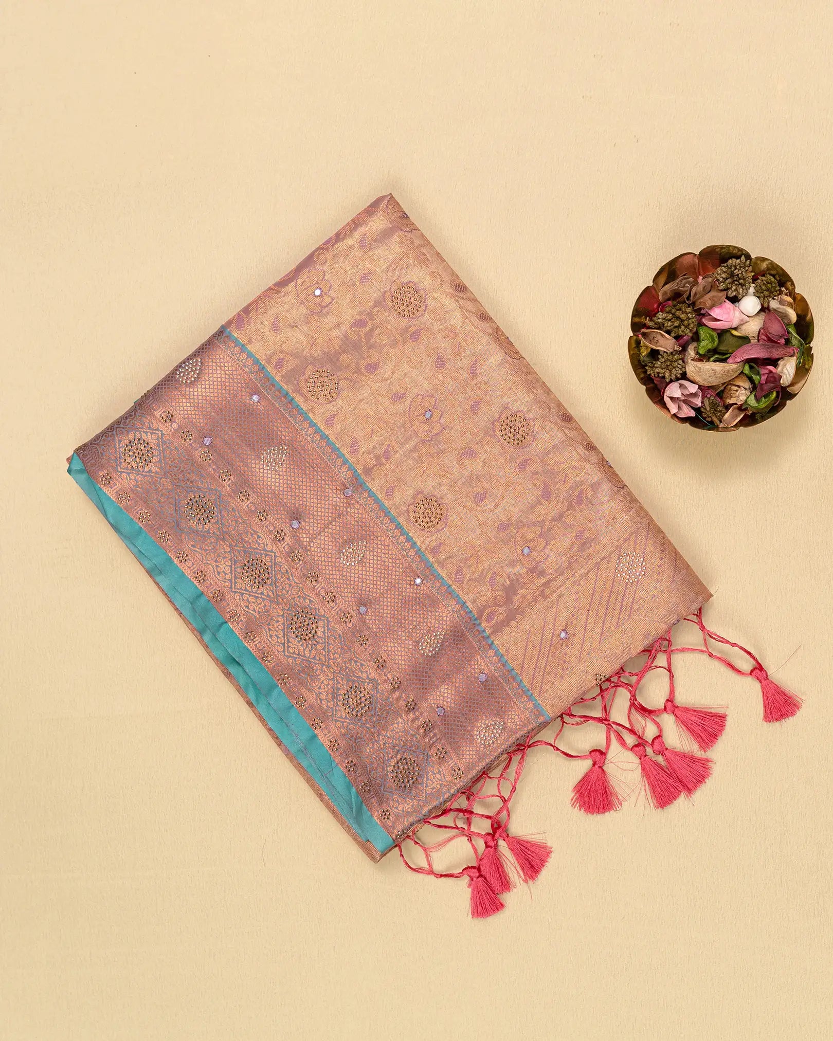 SC4361 - Tissue Saree Mirror With Stone