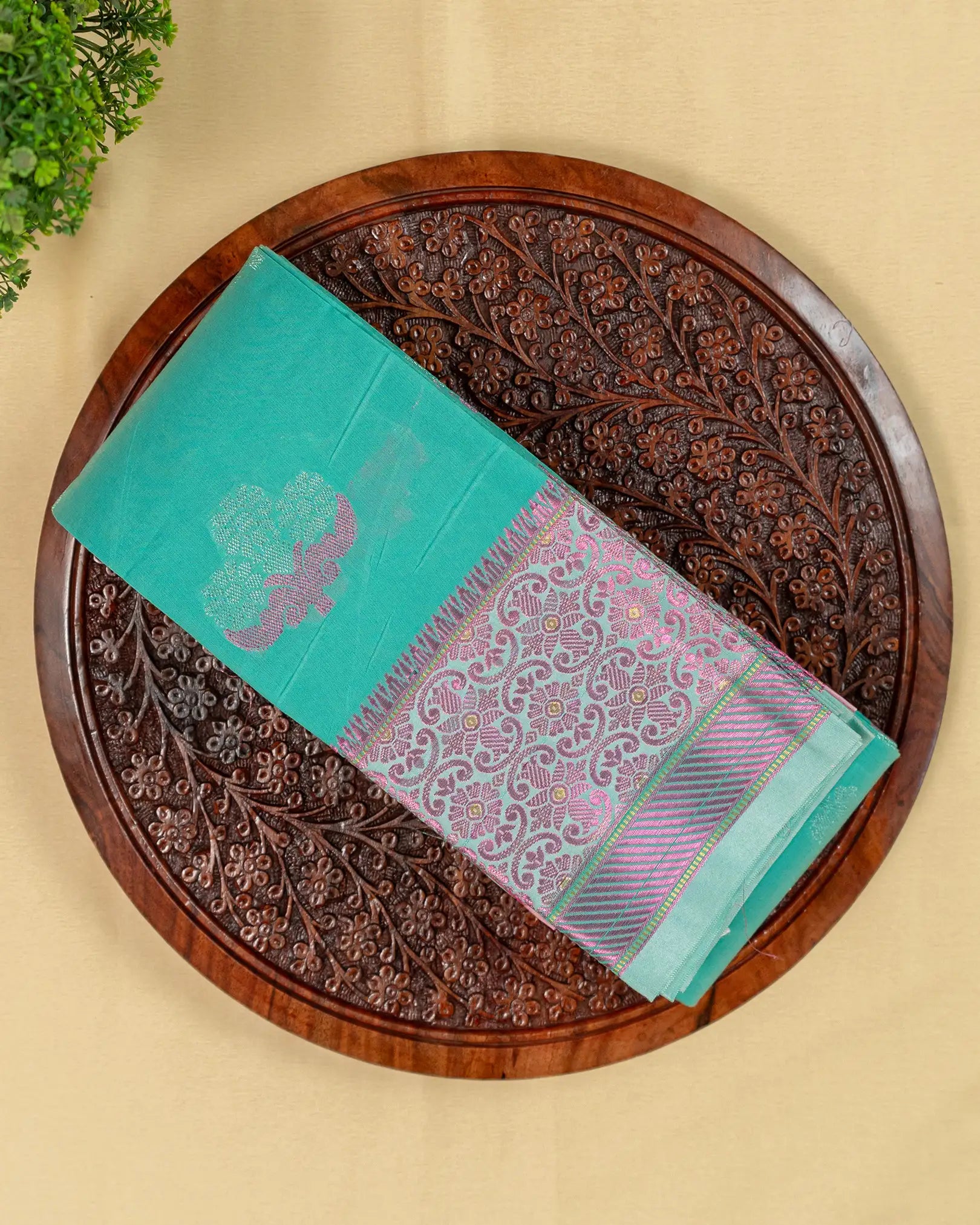 SC2980 - Silk Cotton With Pink And Self Zari
