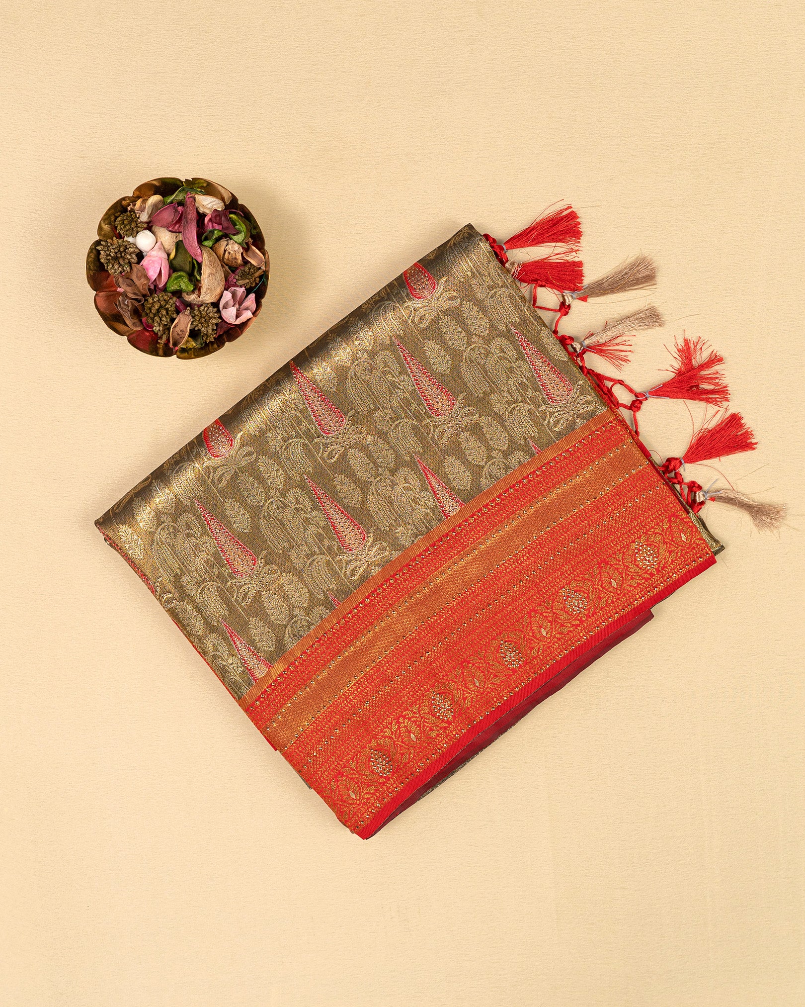 SC3257 - Tissue Meena Butta With Sarowski Work Saree