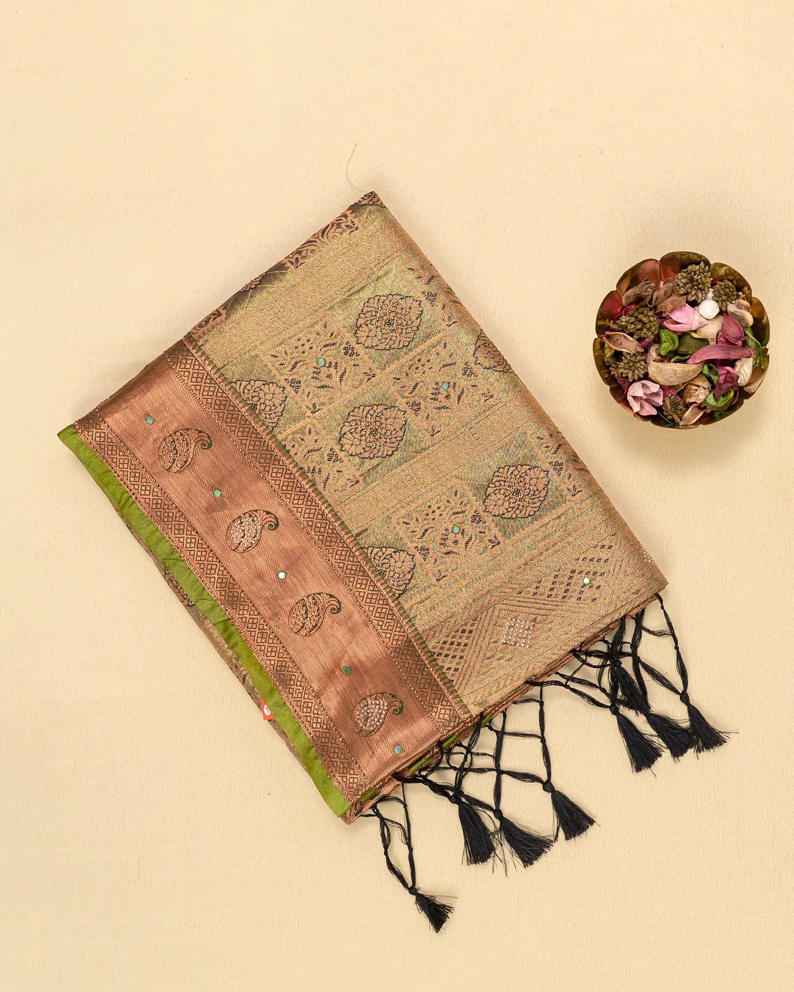 SC4361 - Tissue Saree Mirror With Stone