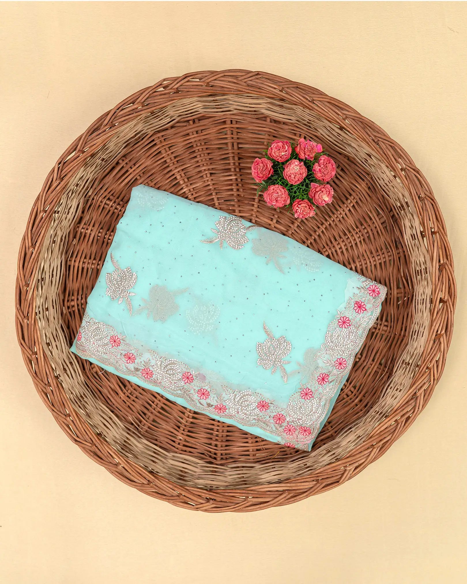 SC3994 - Georgette With Embroidery And Handwork Stone