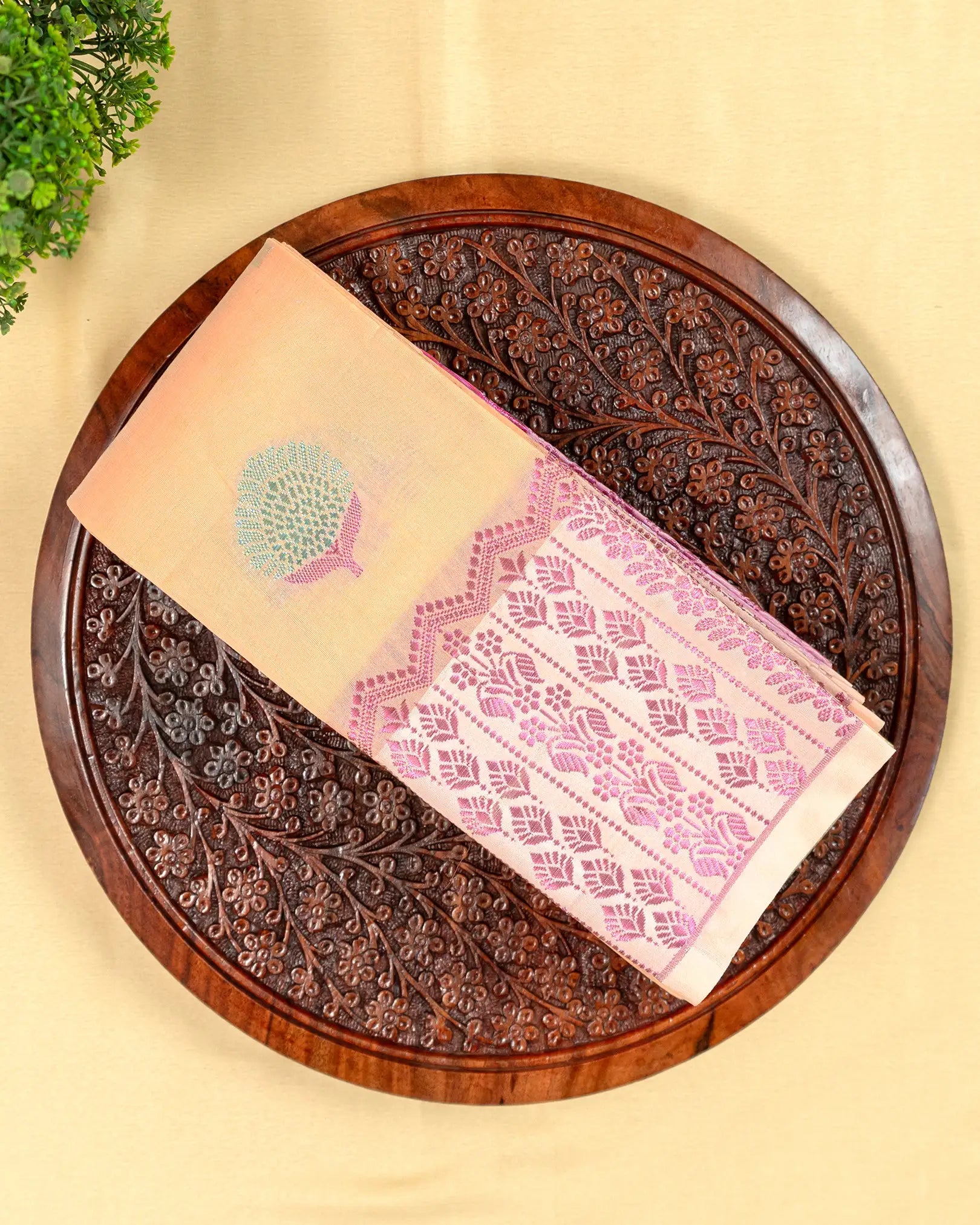 SC2980 - Silk Cotton With Pink And Self Zari
