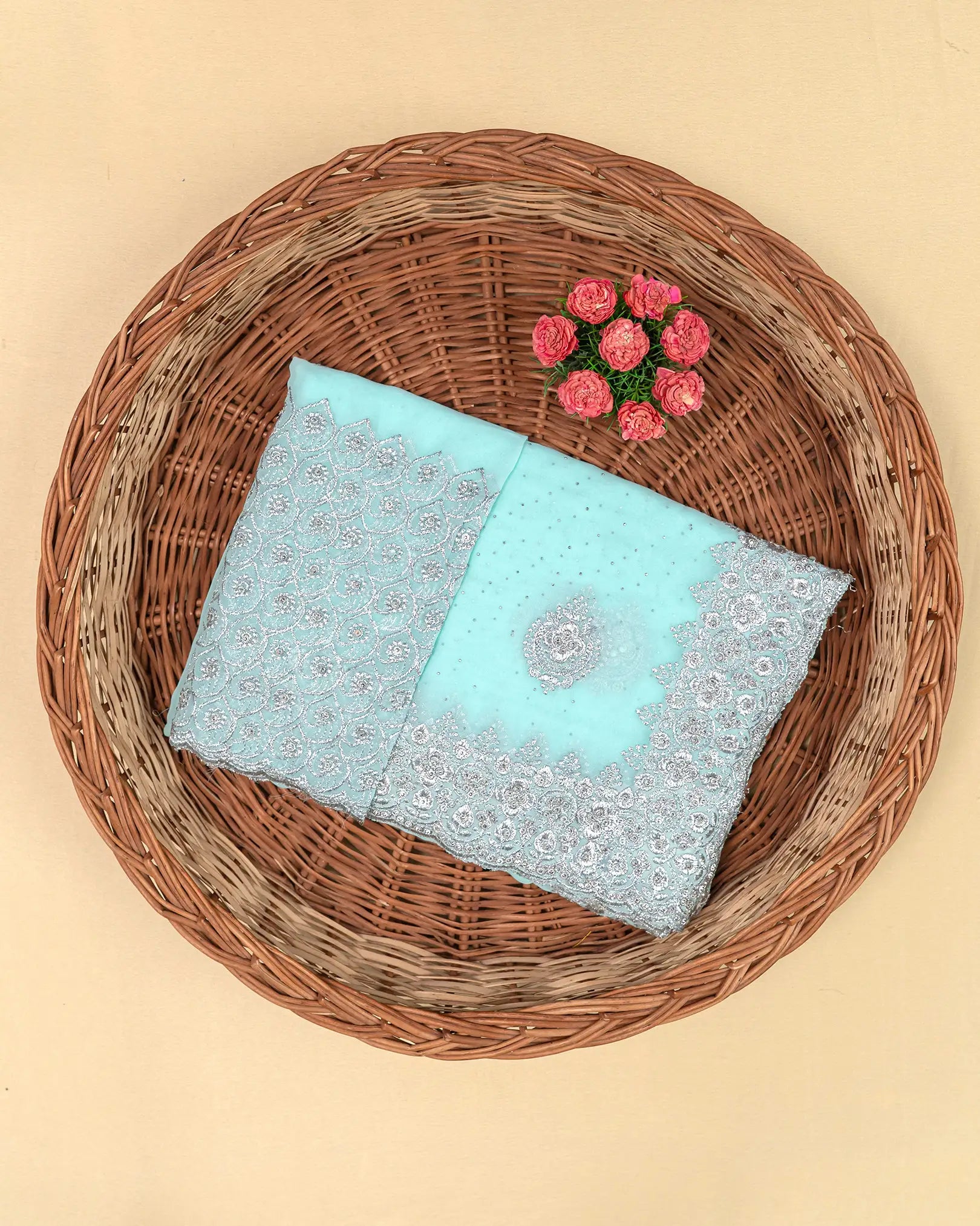 SC3997 - Georgette With Silver Embroidery And Sparkling Stone