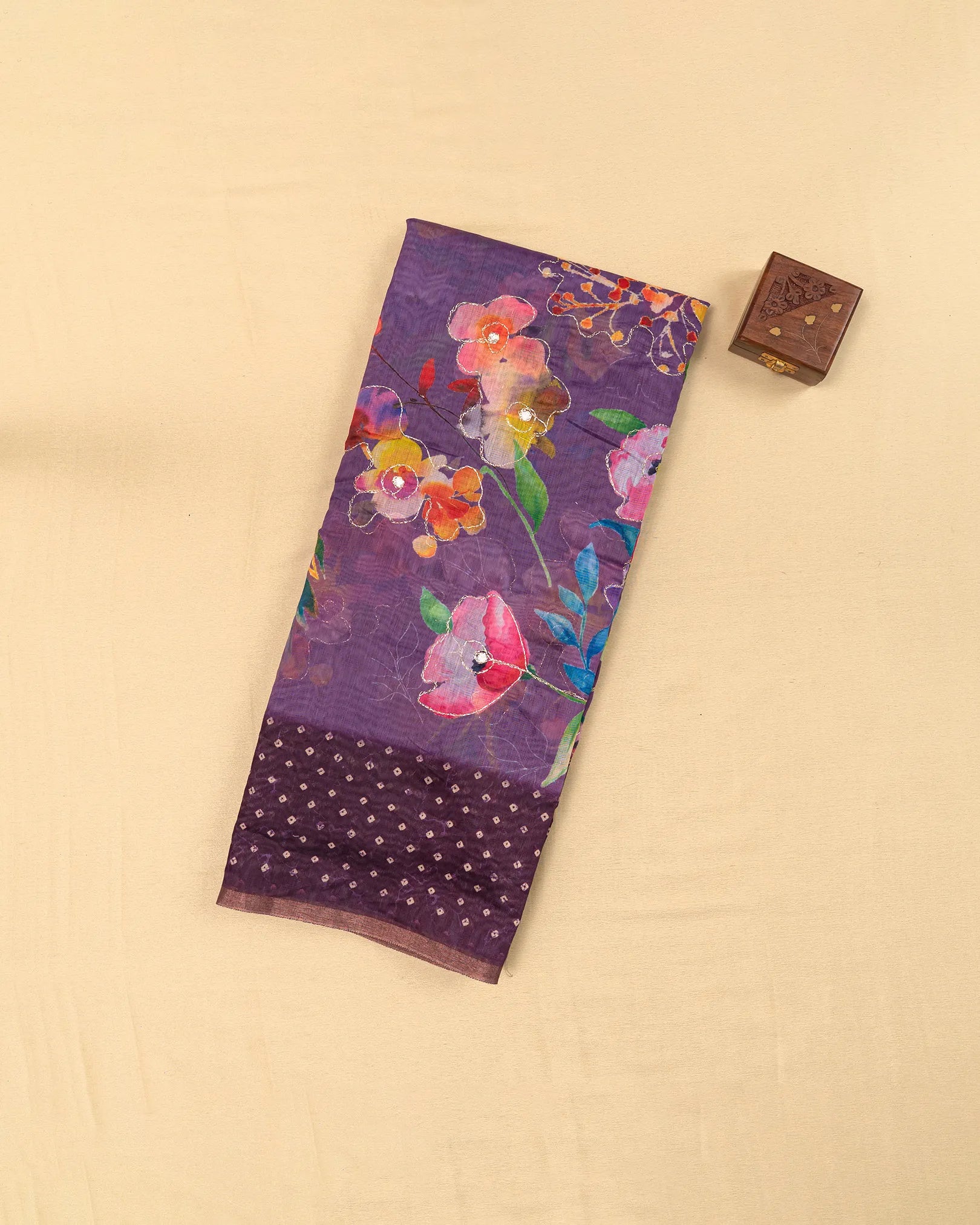 SC3417 - Cotton With Foil Print And Bandhini Border