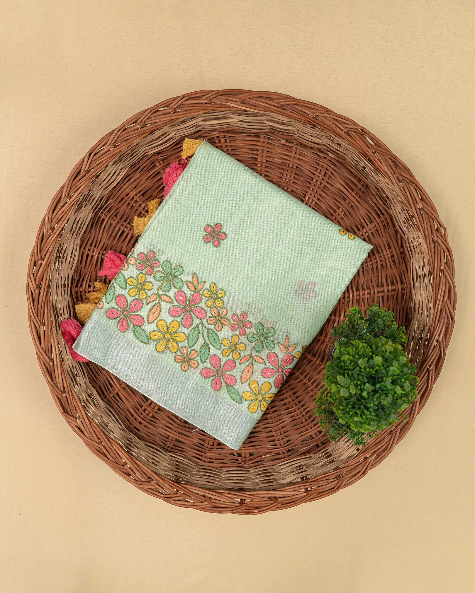 SC3296 - Linen Cotton With Border Embroidery