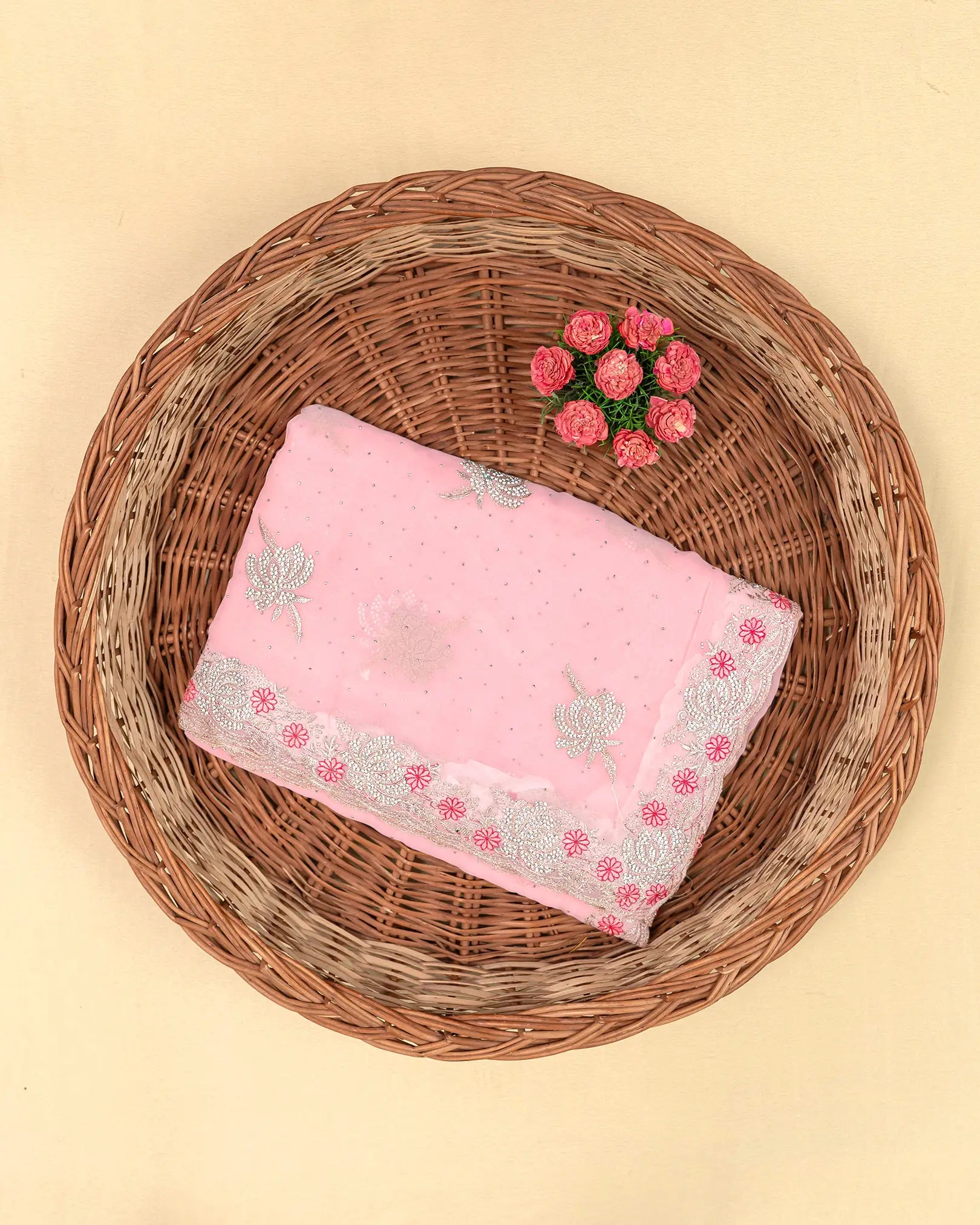 SC3994 - Georgette With Embroidery And Handwork Stone