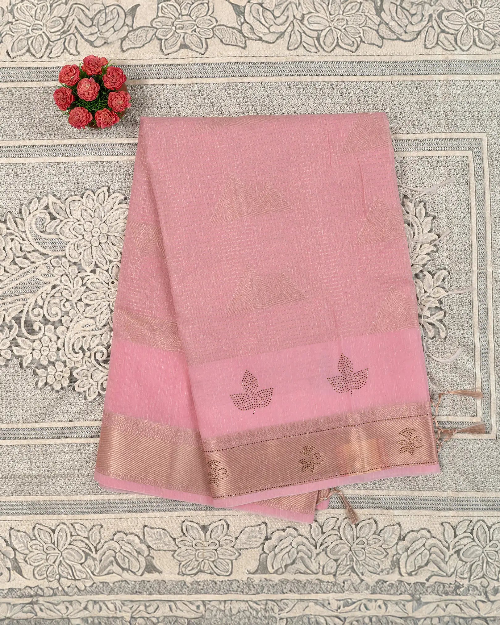 SC4061 -Linen Saree with Gold Zari